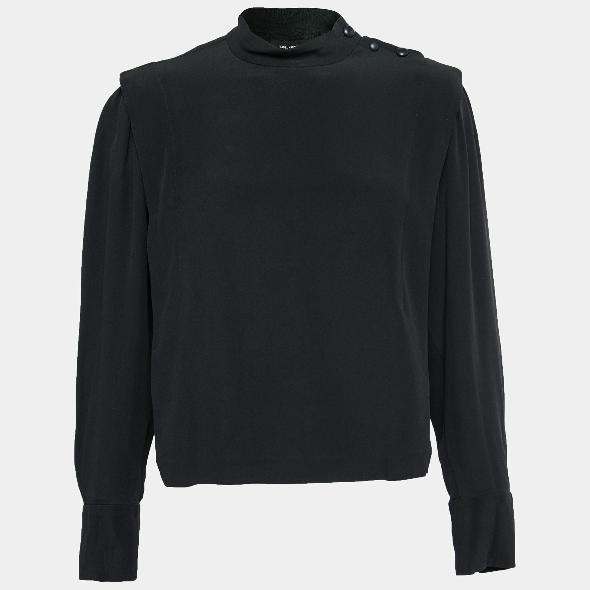Isabel Marant Black Crepe  Long Sleeve Blouse M