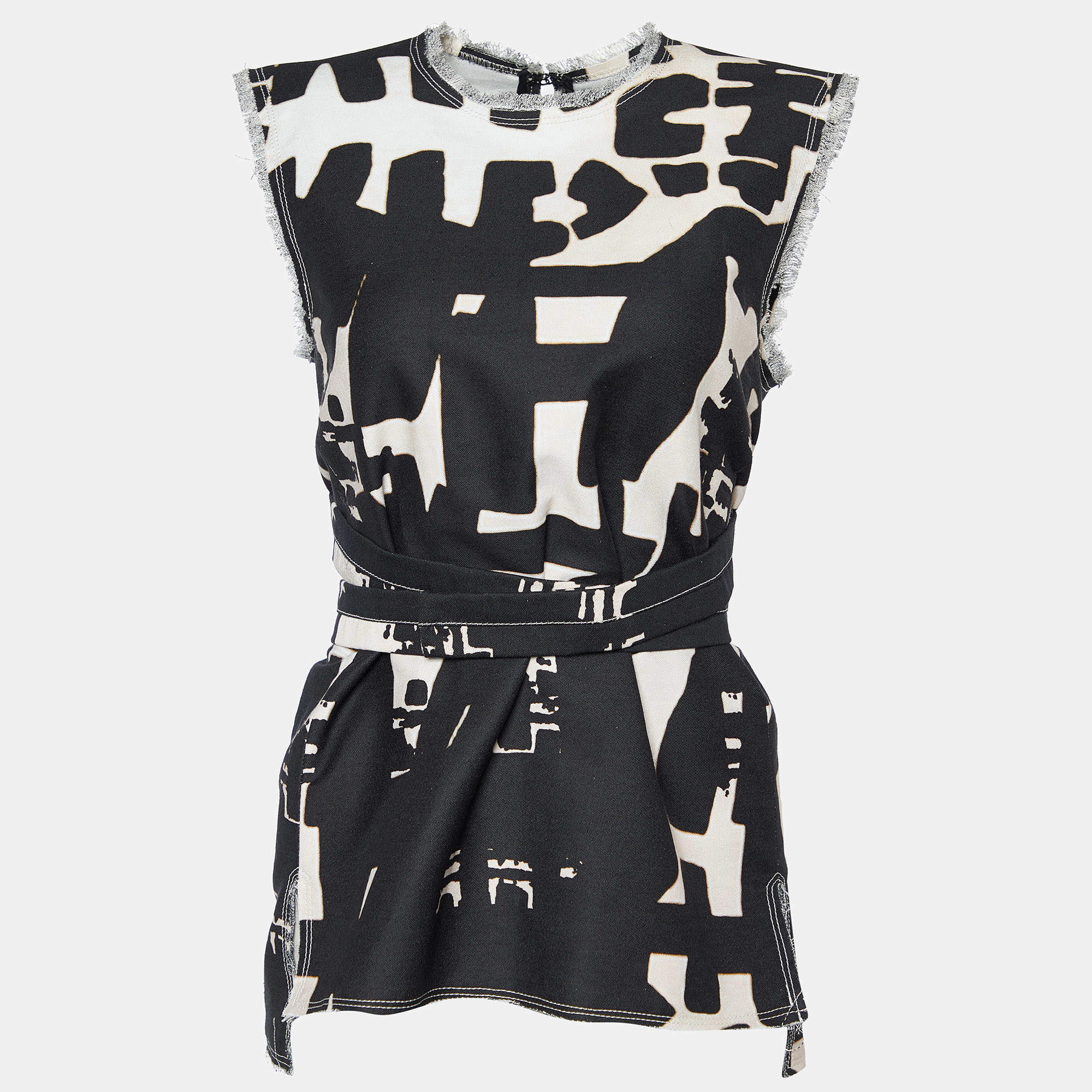 Pre Owned Isabel Marant Multicolor Denim Frayed Detail Sleeveless Top S