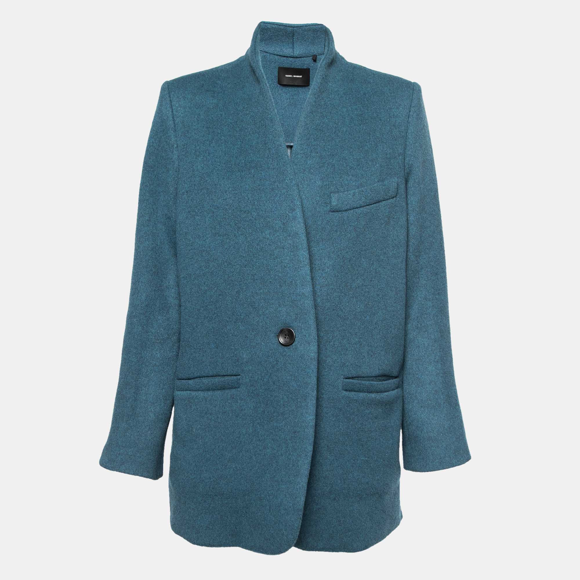 Pre Owned Isabel Marant Blue Wool & Cashmere Felis Coat S
