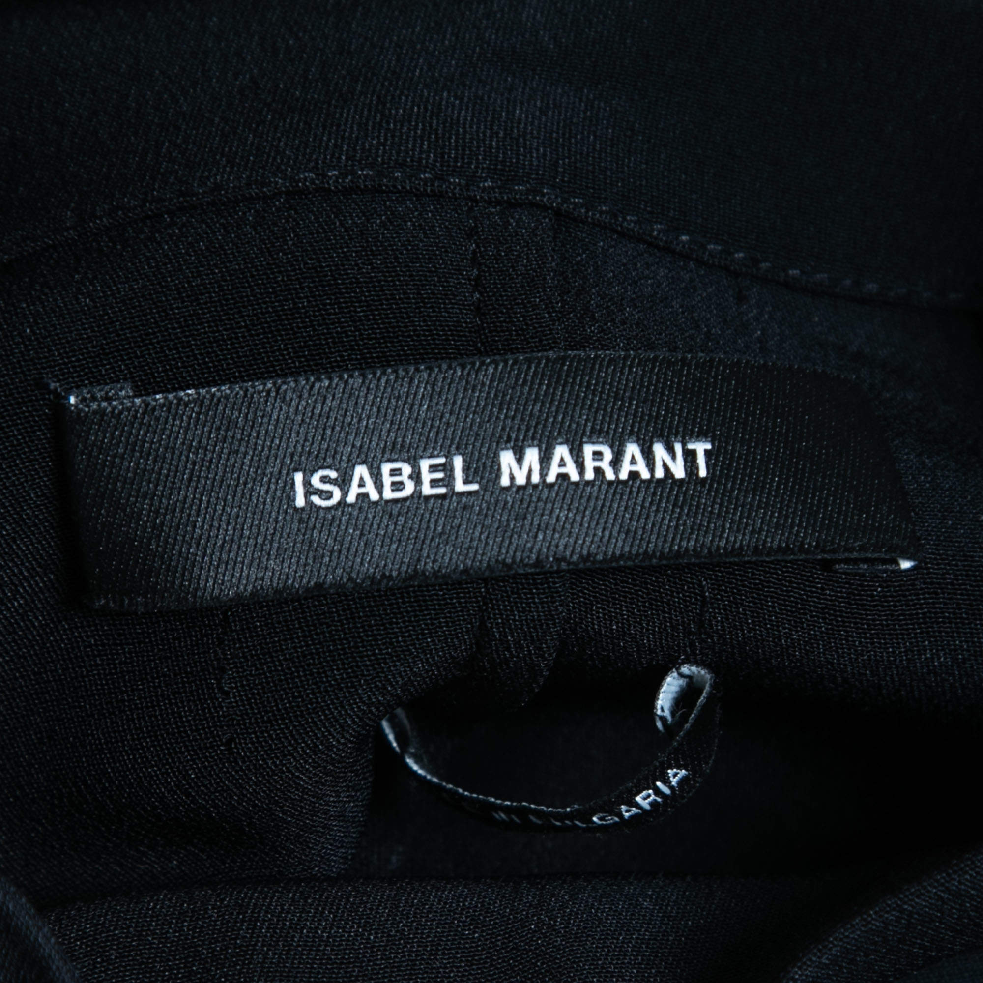 Pre Owned Isabel Marant Black Crepe High Neck Long Sleeve Blouse M