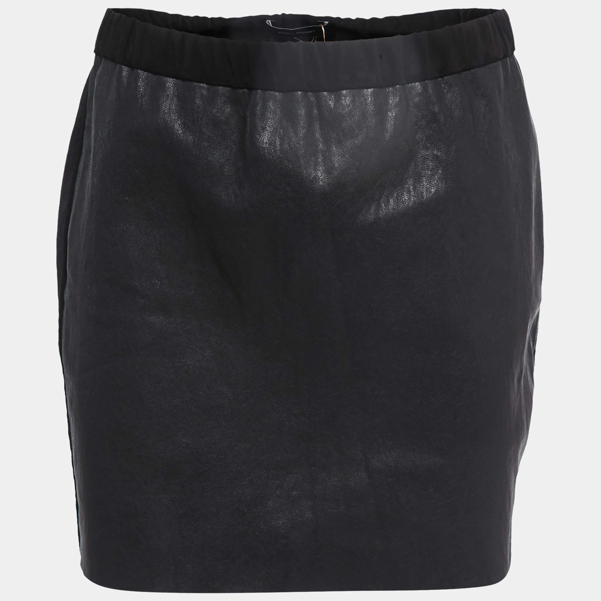 Pre Owned Isabel Marant Black Leather Mini Skirt L