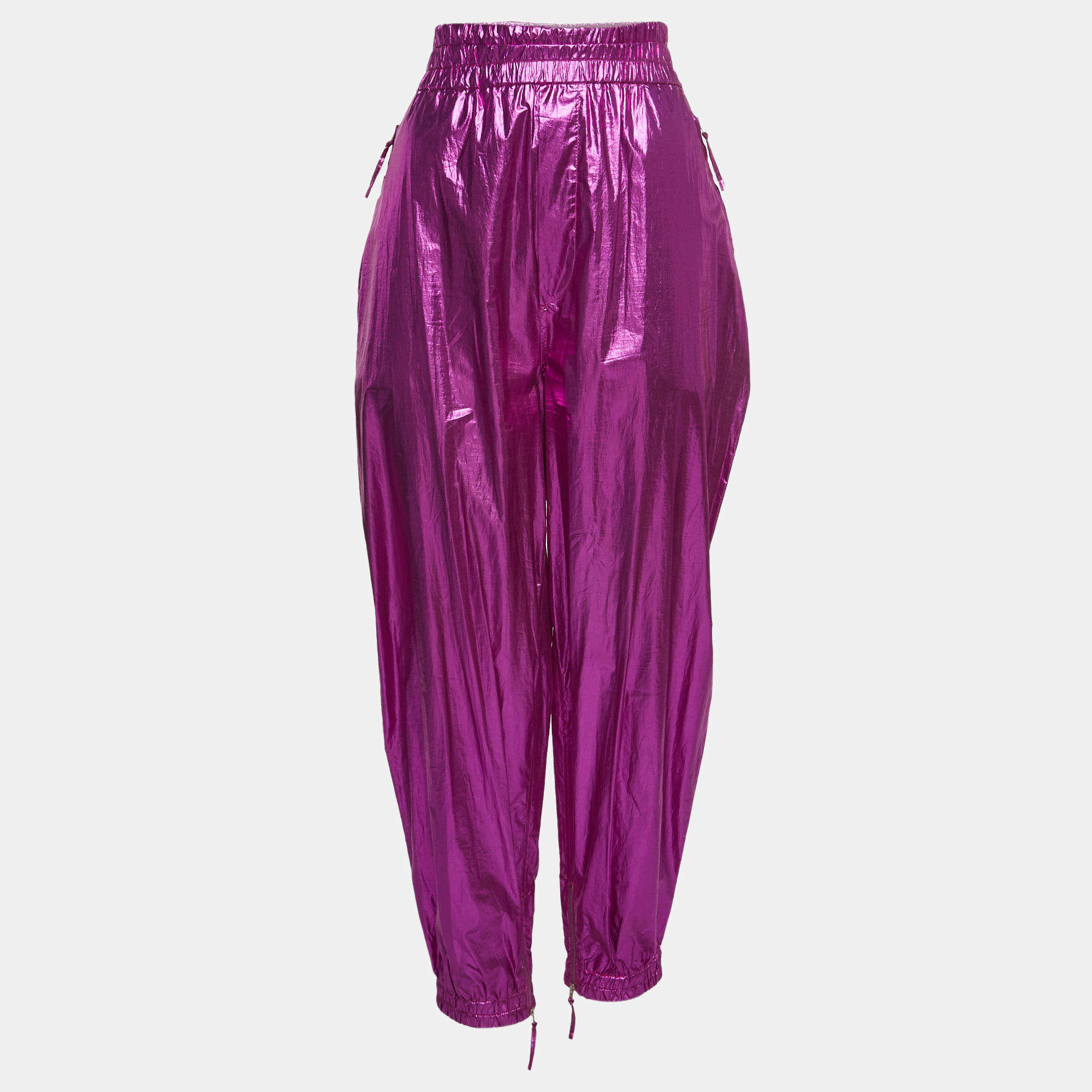 Isabel Marant Metallic Pink Cotton Carrot-Fit Galoni Trousers L