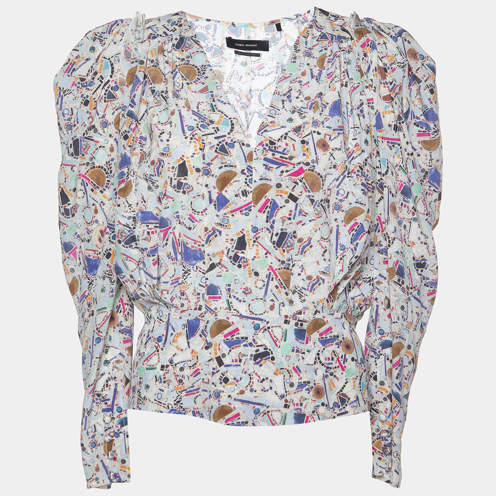 Isabel Marant Multicolor Amba Print Stretch Silk Long Sleeve Blouse M