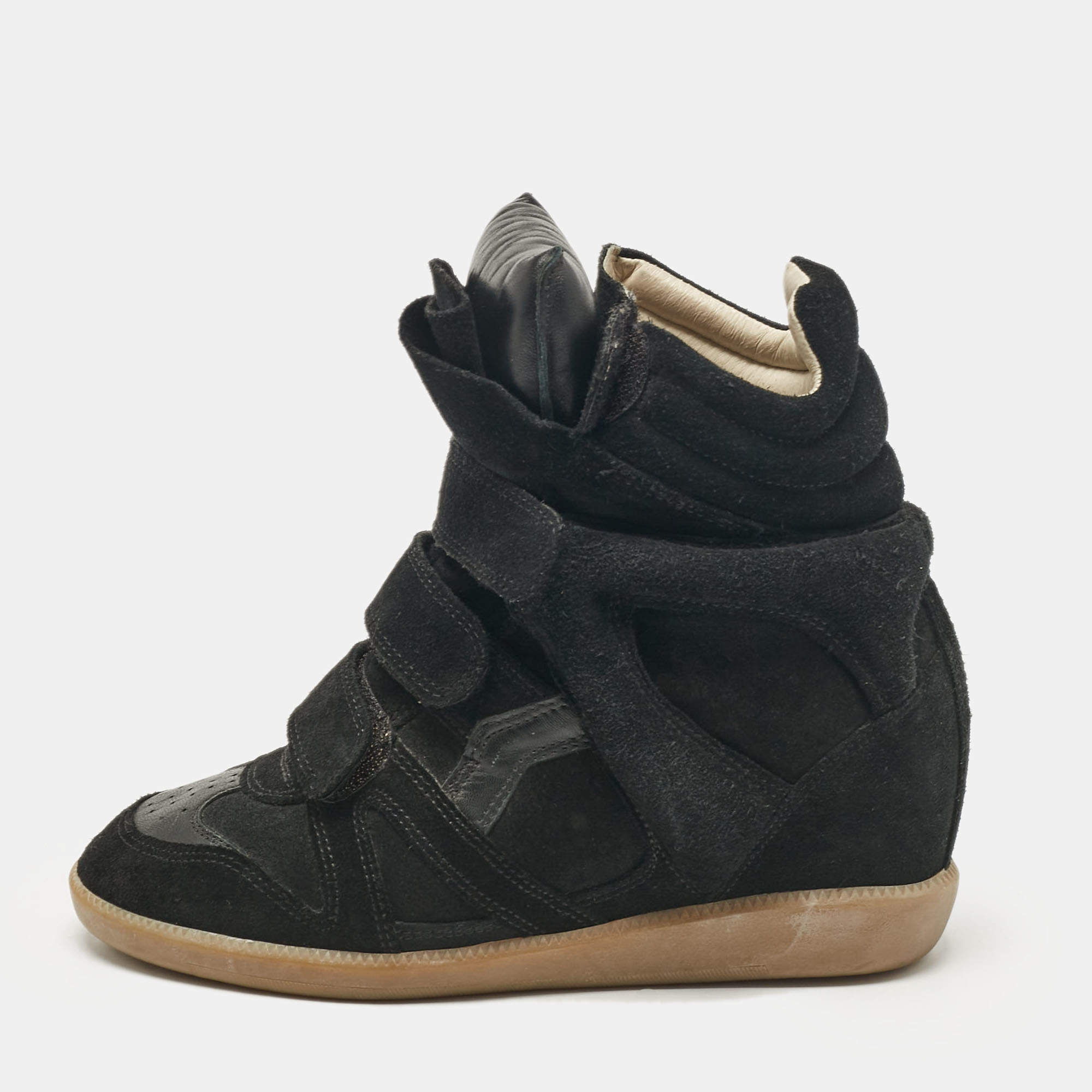Pre Owned Isabel Marant Black Suede Bekett Wedge Sneakers Size 36