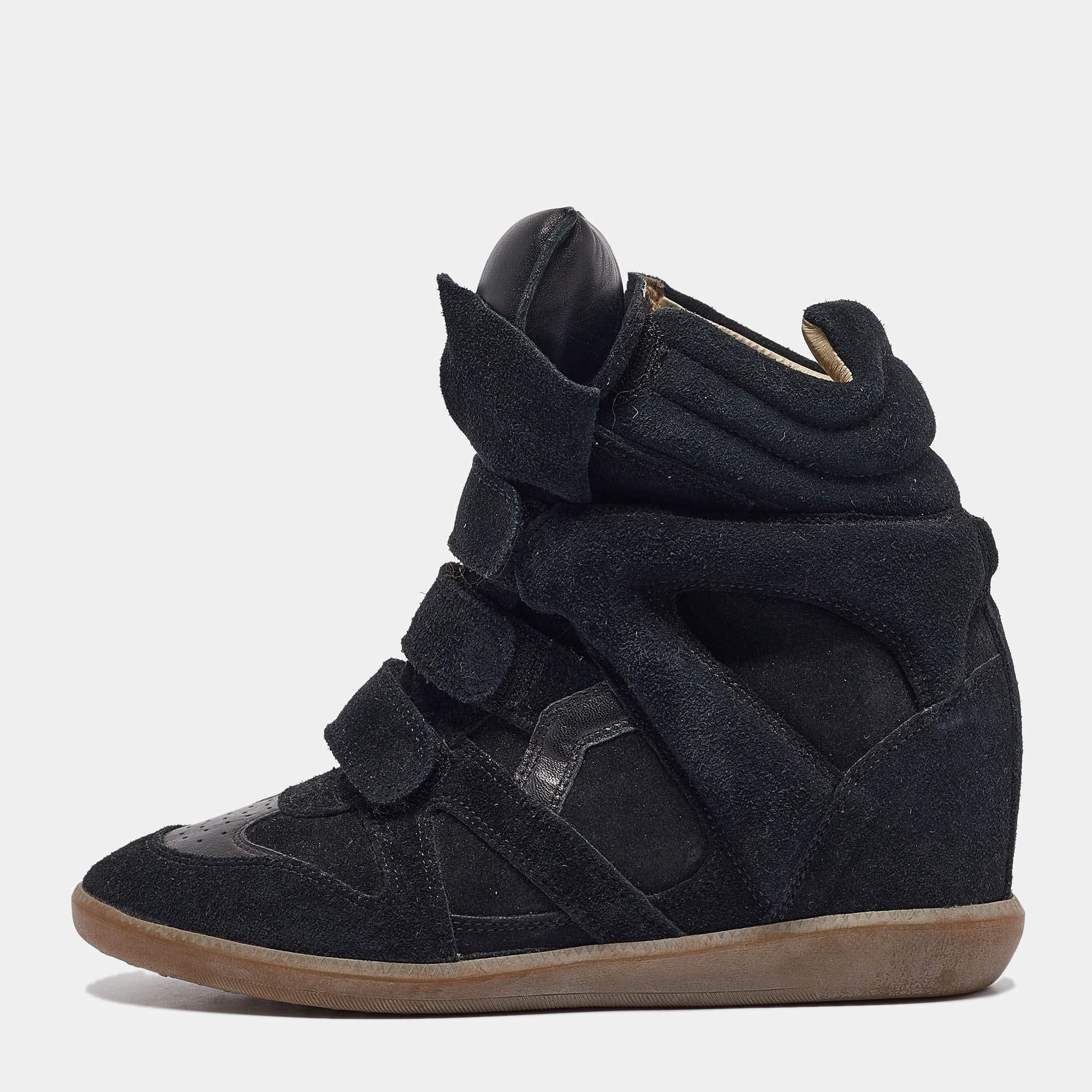 Pre Owned Isabel Marant Black Suede Bekett Wedge Sneakers Size 39
