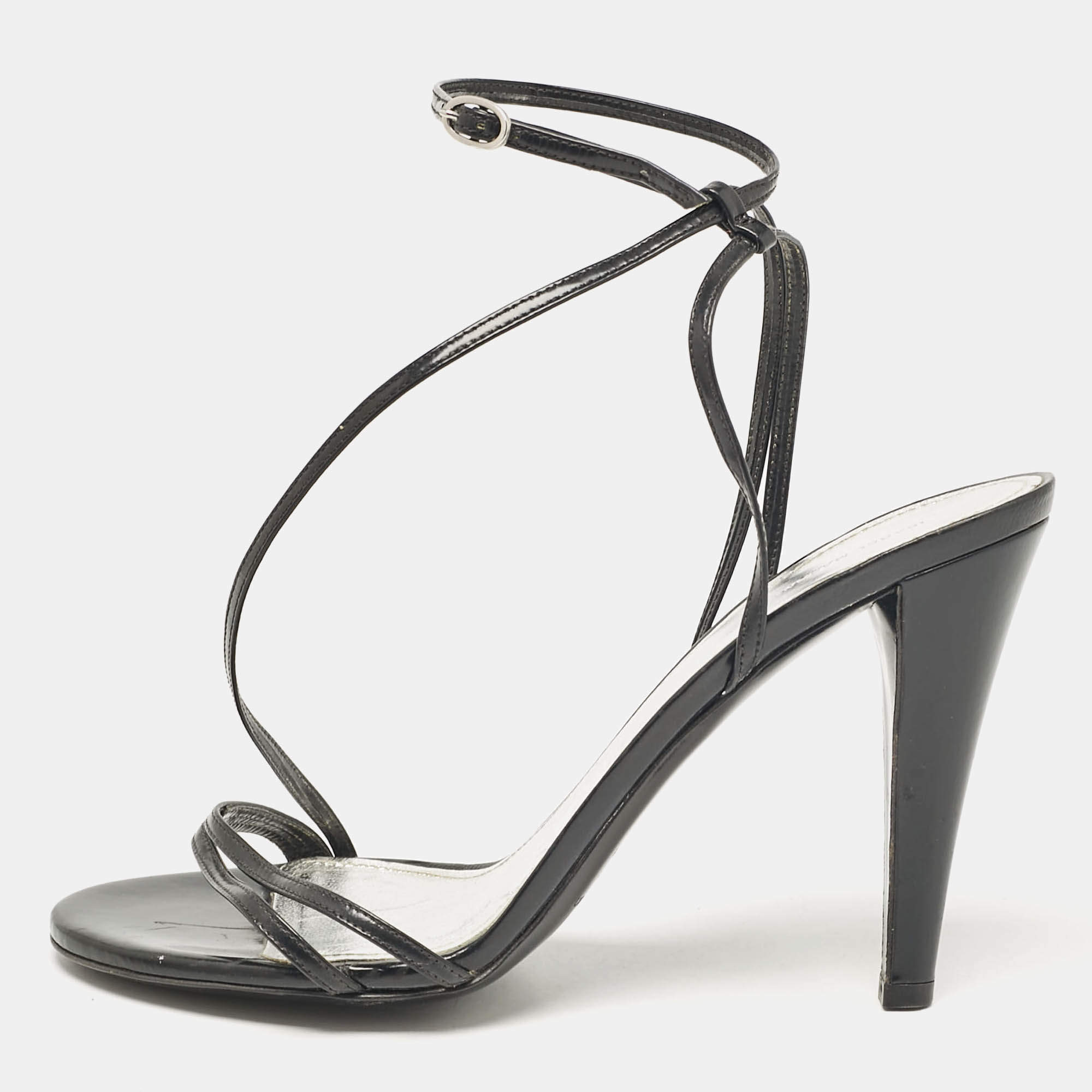 Isabel Marant Black Patent Ankle Strap Sandals Size 40