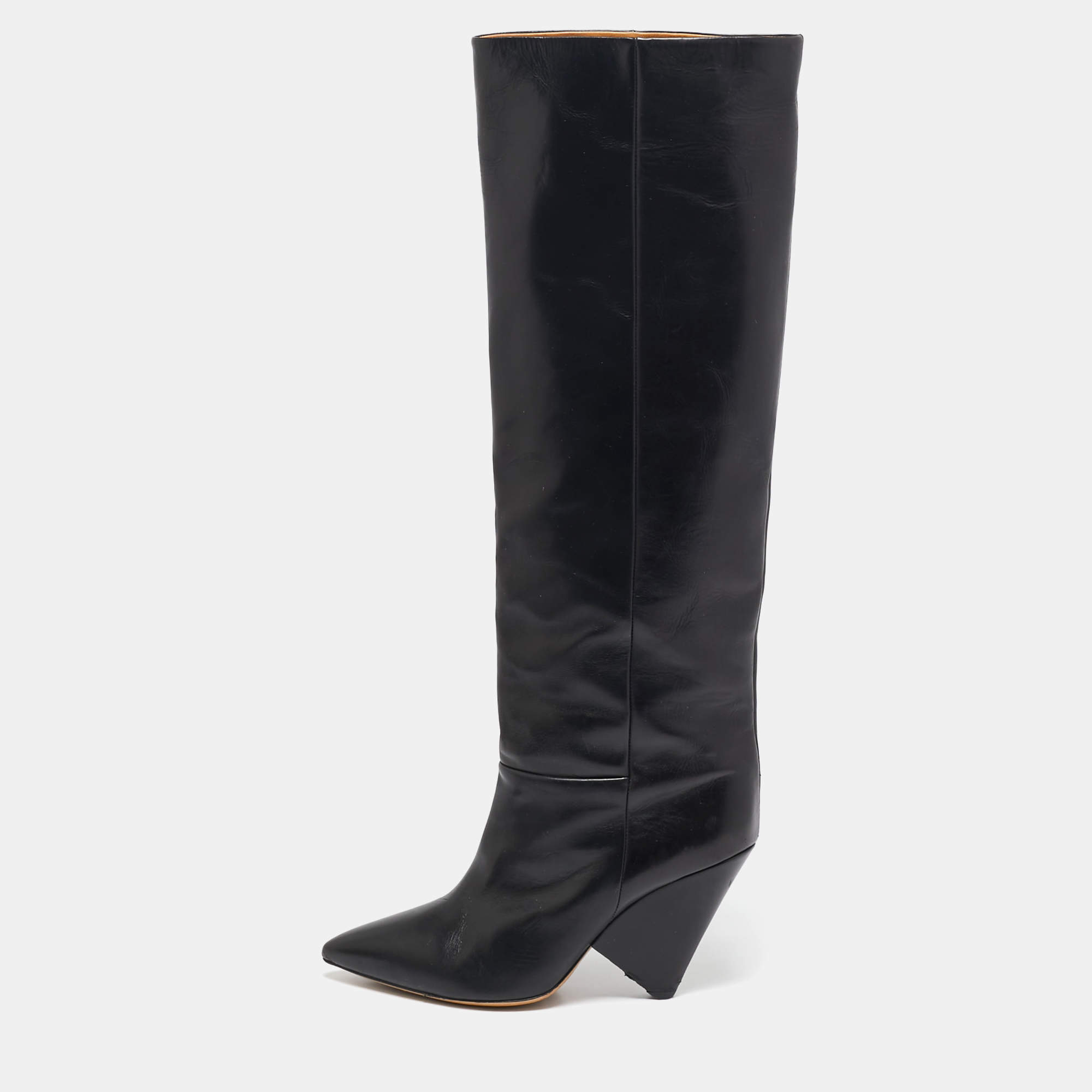 Pre Owned Isabel Marant Black Leather Knee Length Boots Size 41
