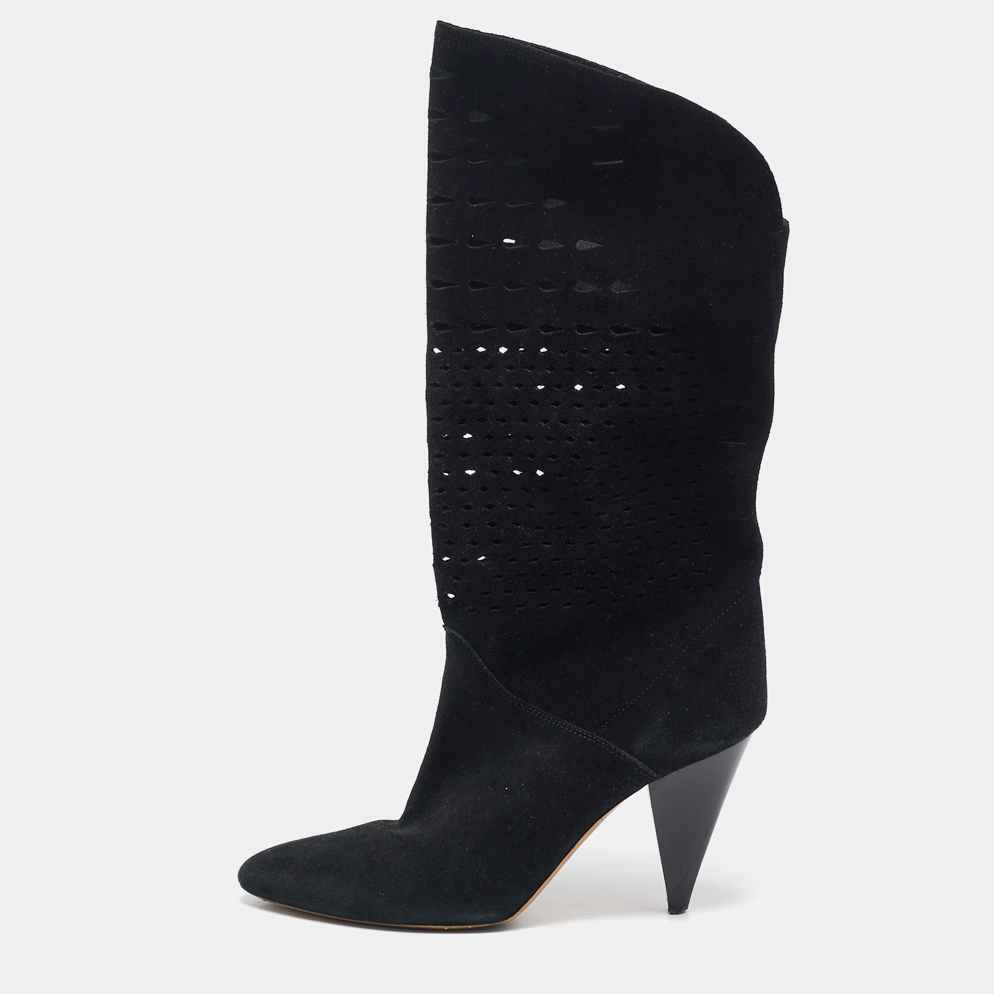 Isabel Marant Black Suede Midcalf Boots Size 41 