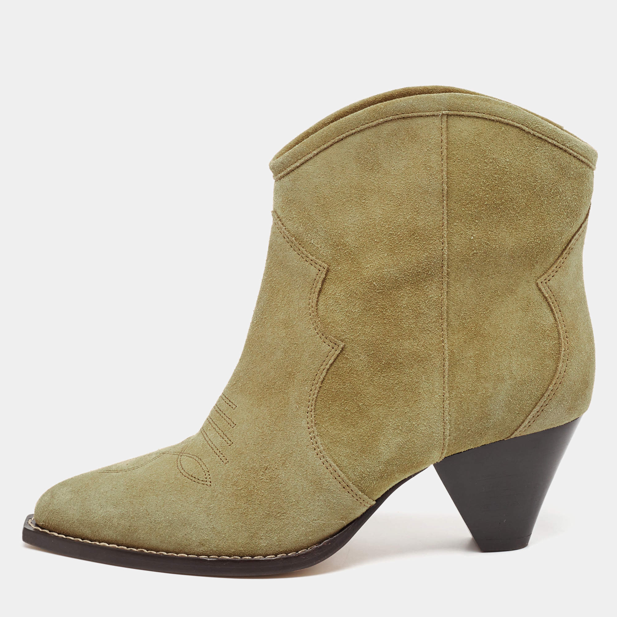 Isabel Marant Beige Suede Dicker Ankle Length Boots Size 38
