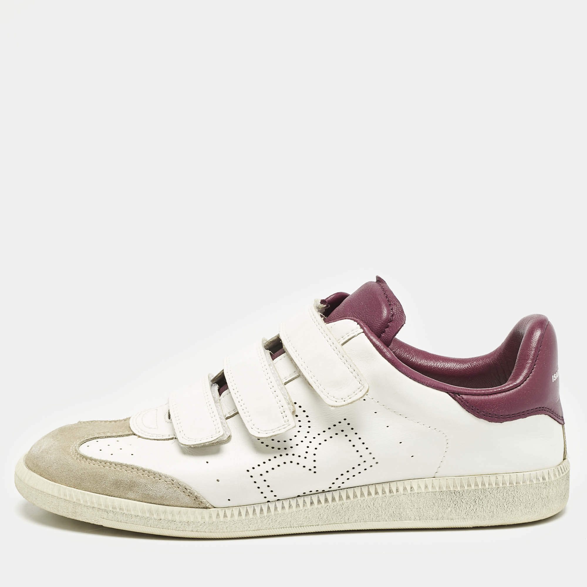 Isabel Marant Tricolor Perforated Leather and Suede Beth Sneakers Size 39