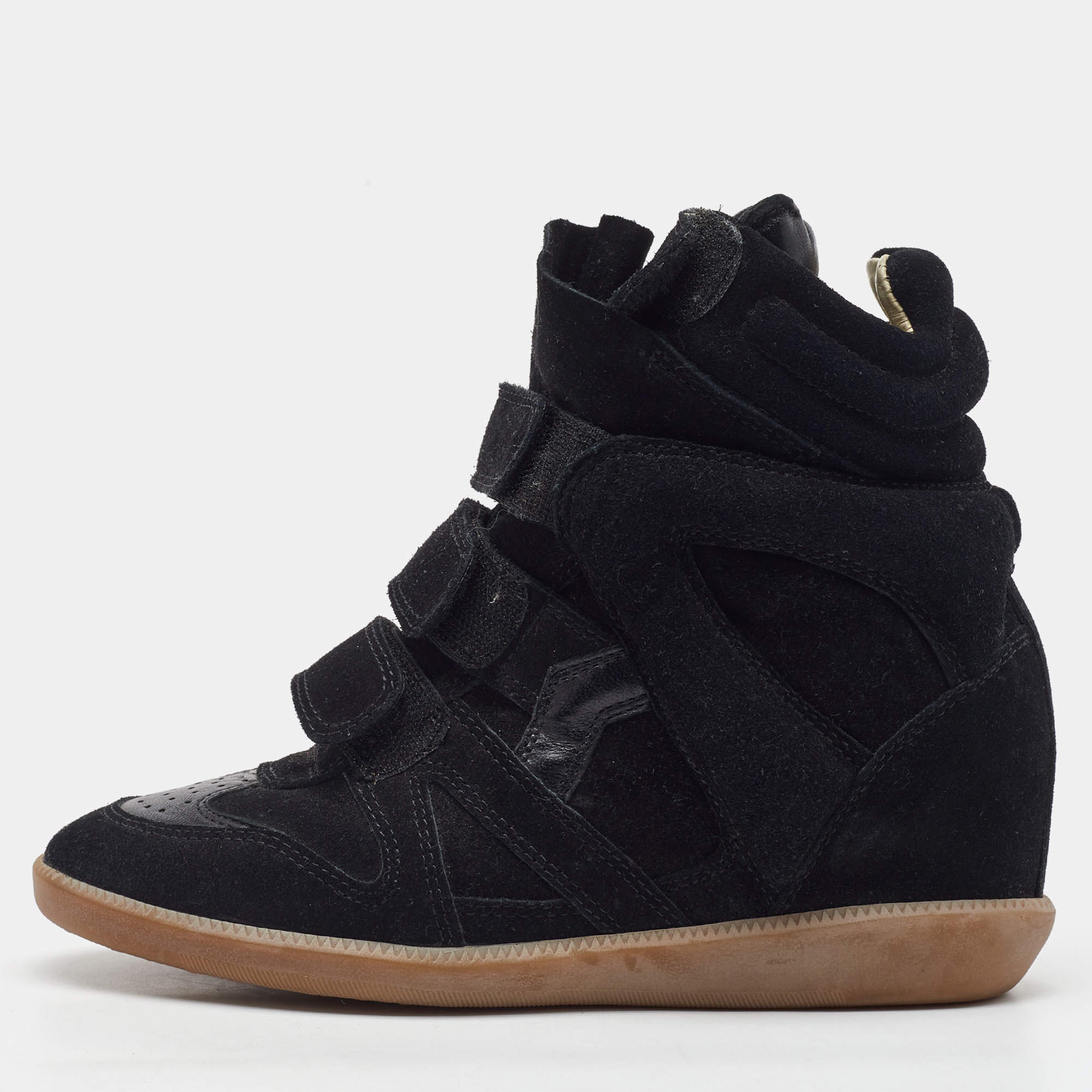 Pre Owned Isabel Marant Black Suede Bekett Wedge Sneakers Size 36