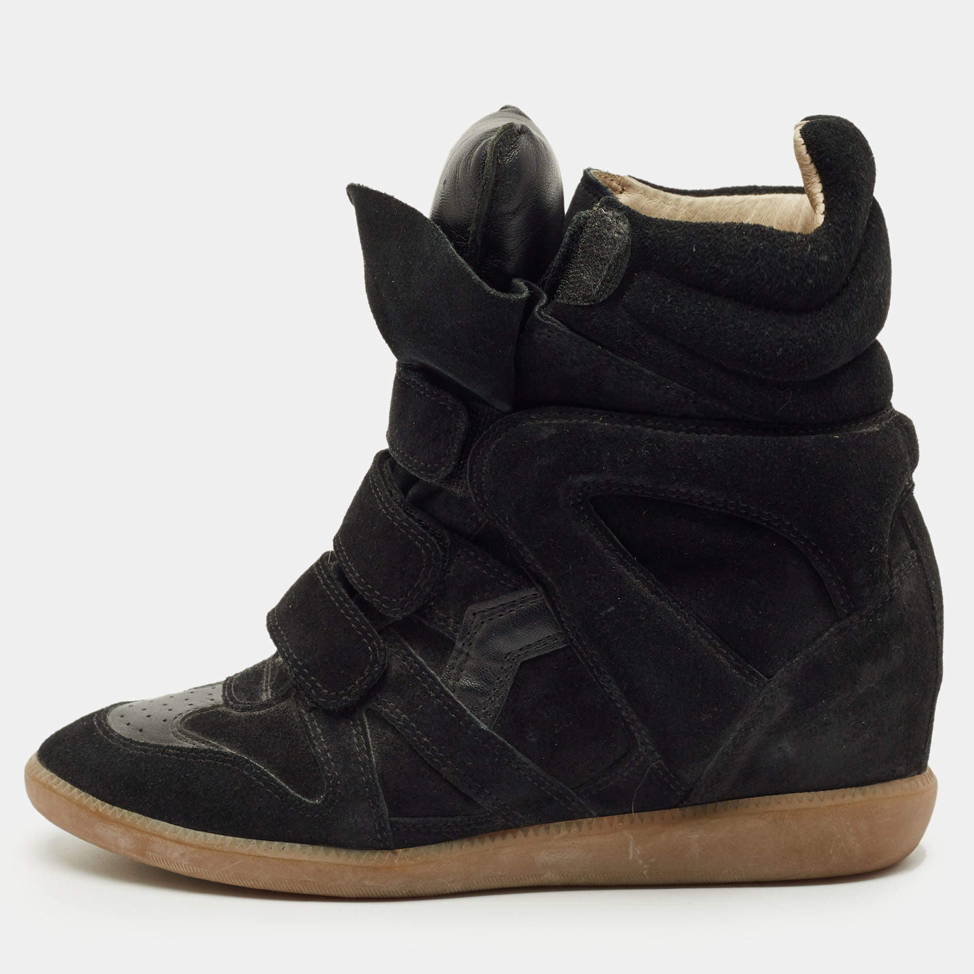 Pre Owned Isabel Marant Black Suede Bekett Wedge Sneakers Size 40