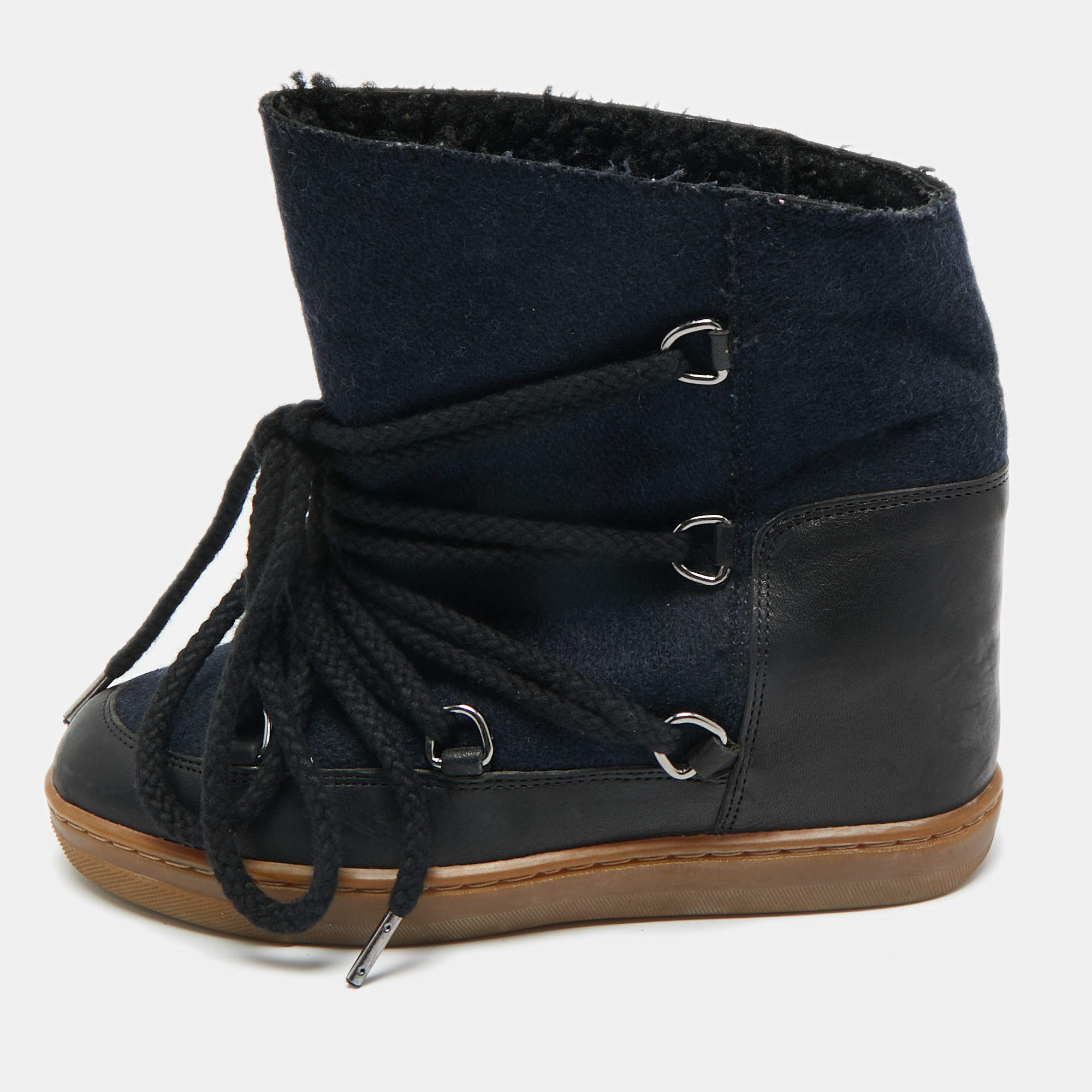 Pre Owned Isabel Marant Black Fabric and Leather Nowels Knee Length Boots Size 36