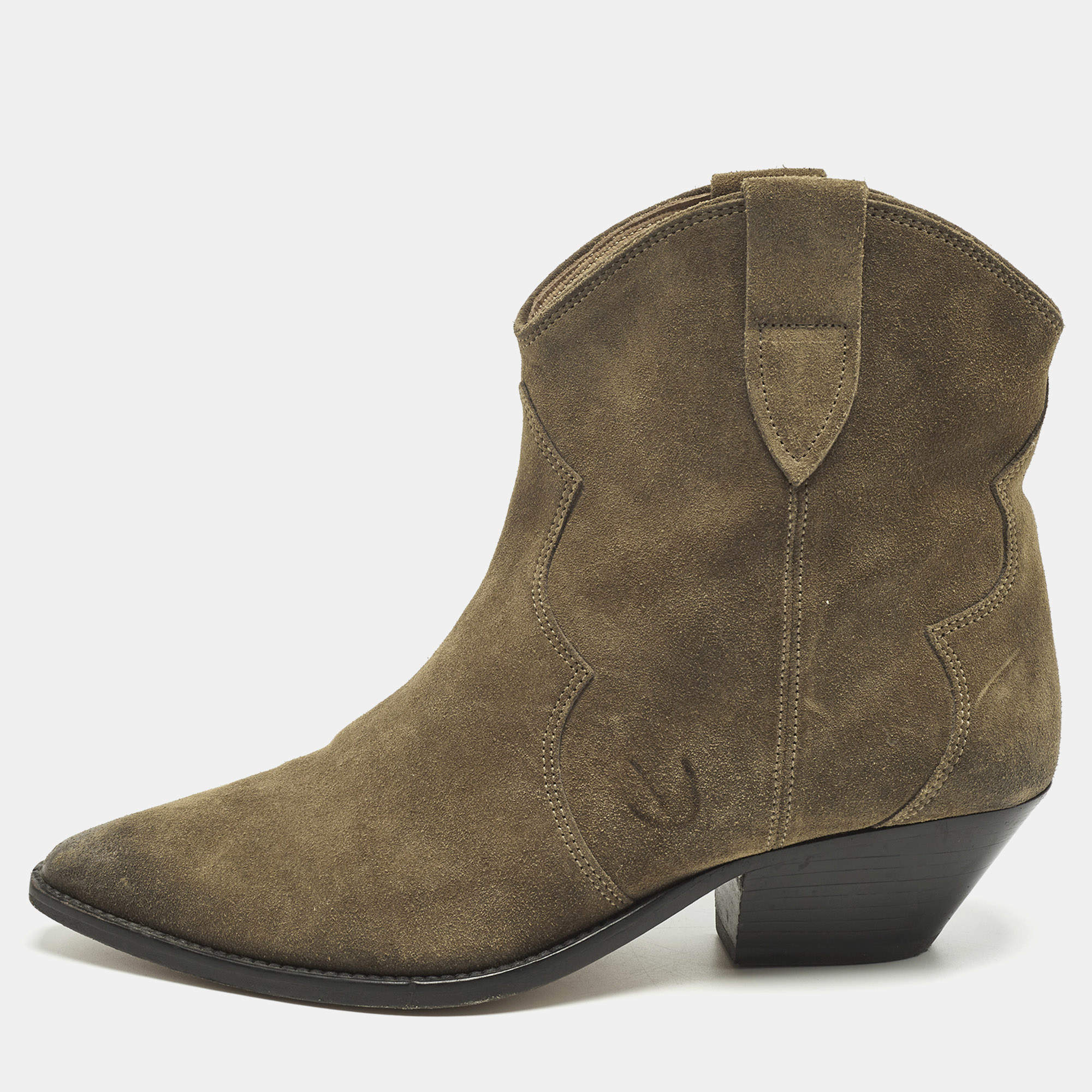 Pre Owned Isabel Marant Dicker Size 40 Green Suede Ankle Length Boots