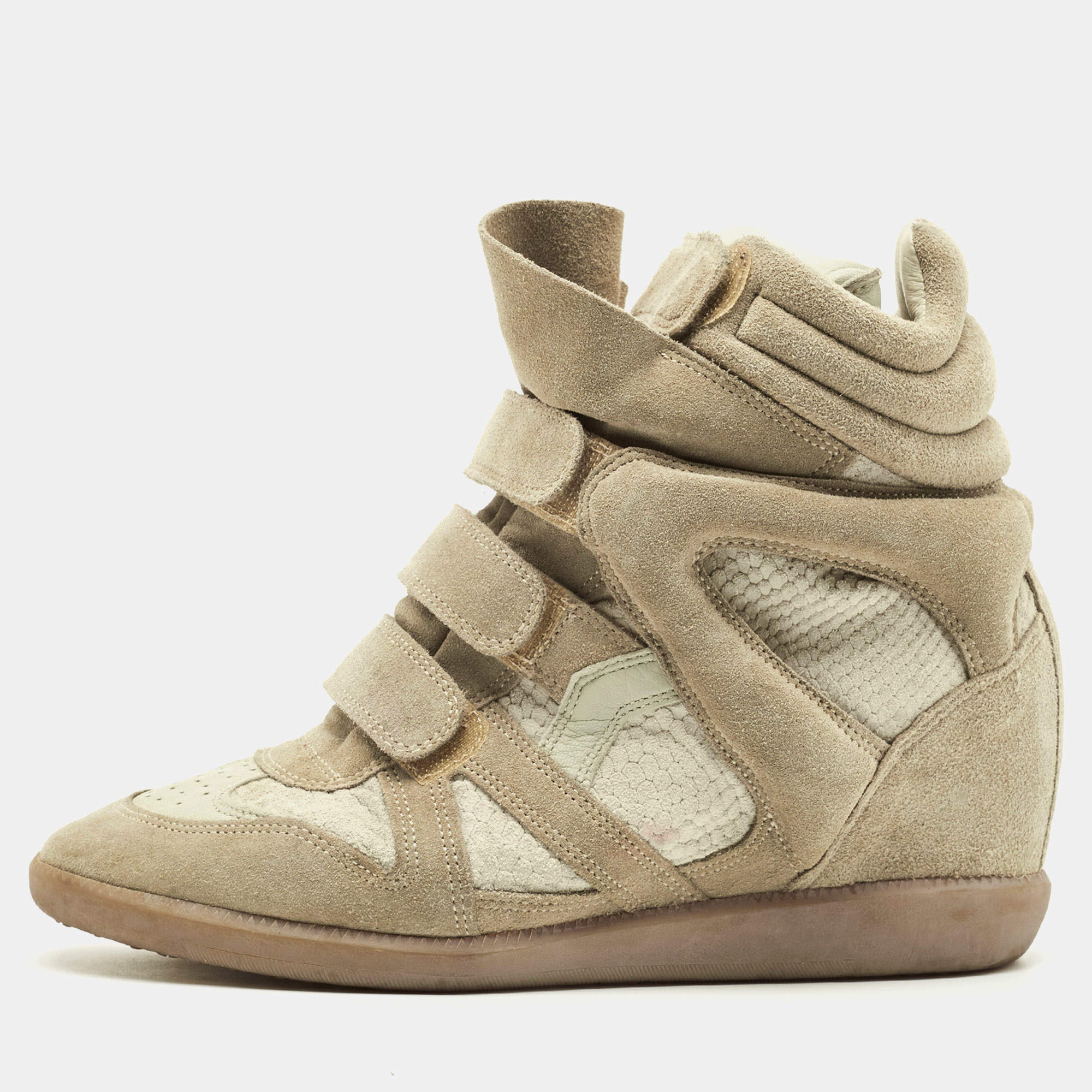 مملوكة مسبقًا Isabel Marant Bekett Size 41 Grey Leather and Suede High Top Sneakers