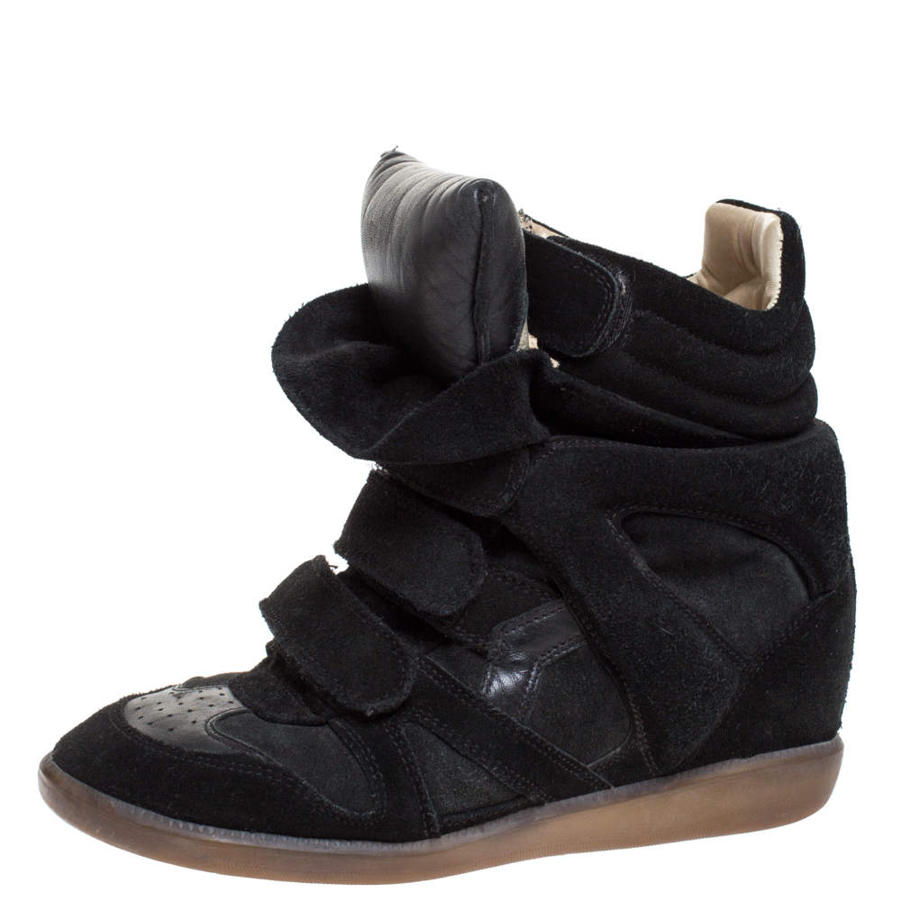 Pre Owned Isabel Marant Black Suede And Leather Bekett Sneakers Size 38