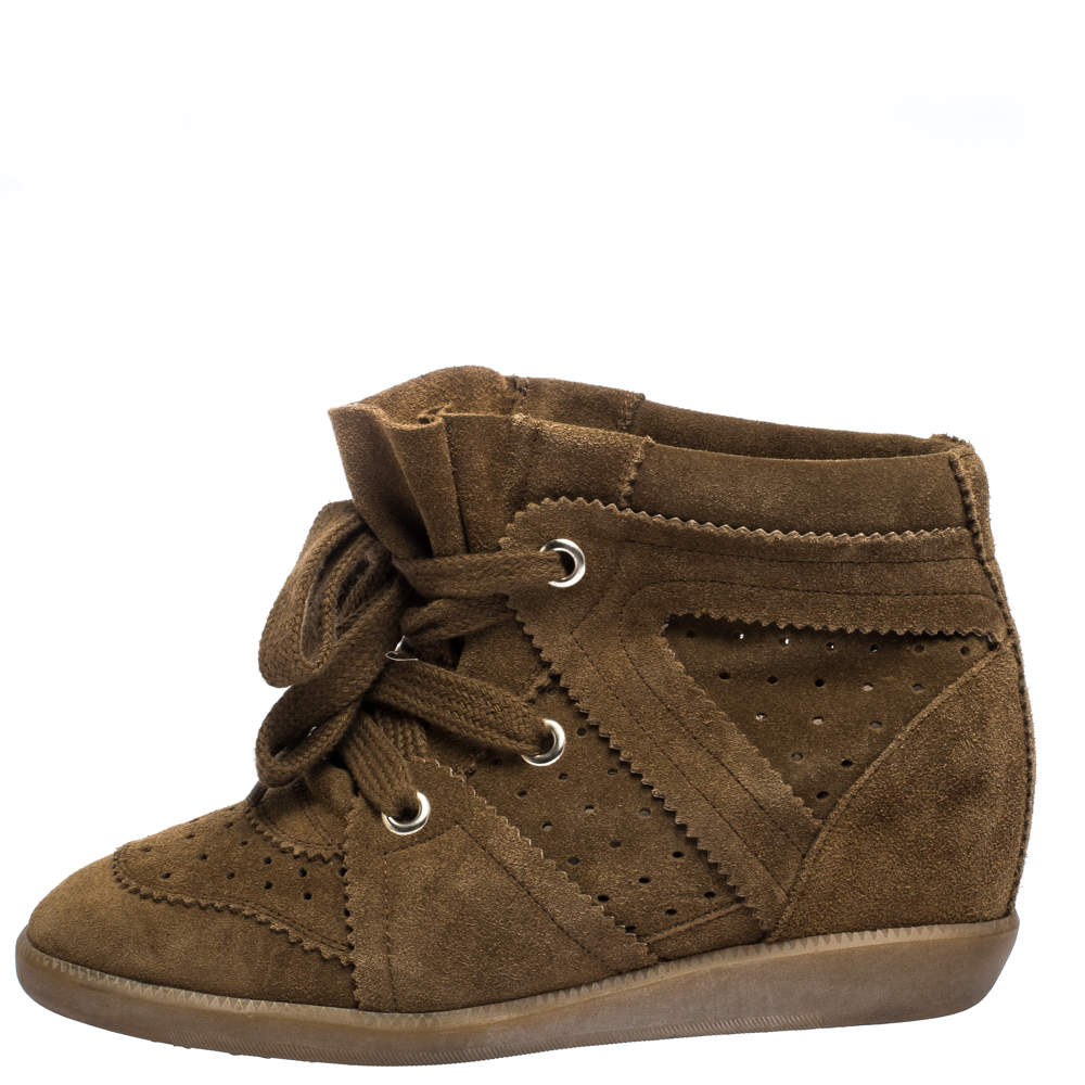 Marant Suede Leather Wedge Lace Up Sneakers Size 37 Isabel Marant | TLC