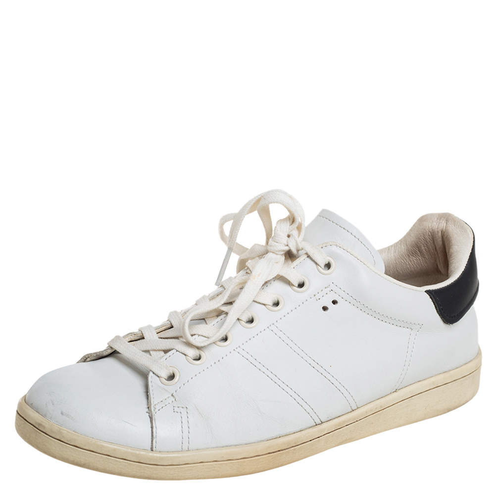 Pre Owned Isabel Marant White/Black Leather Sneakers Size 39