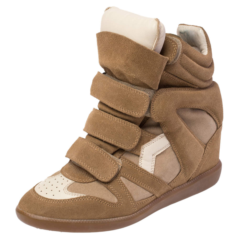 barriere studieafgift Perle Isabel Marant Beige/Cream Suede And Leather Bekett High Top Wedge Sneakers  Size 39 Isabel Marant | TLC