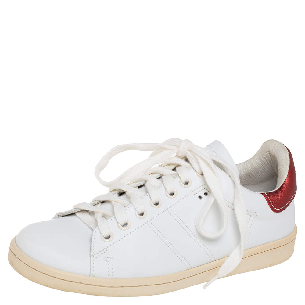Isabel Marant White Leather Trainers Low Top Sneakers Size 37