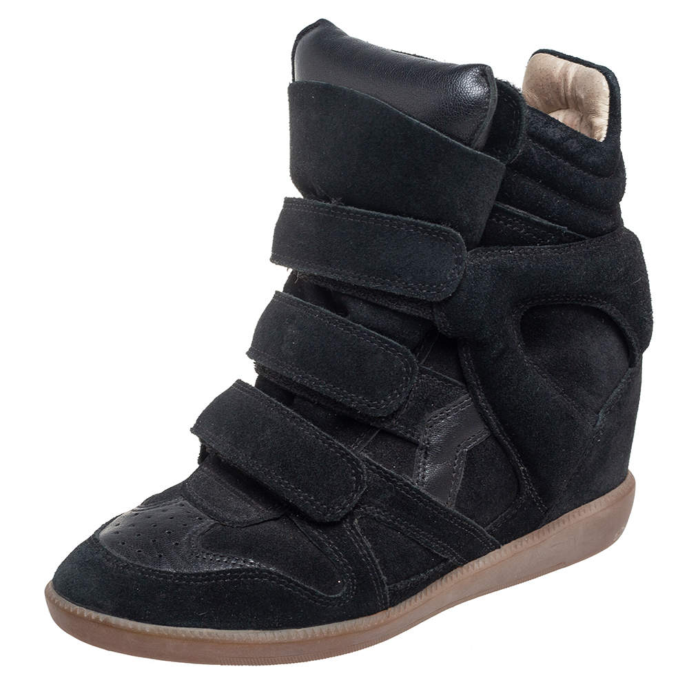 Isabel Marant Black Suede and Leather Bekett Wedge Sneakers Size 36 ...