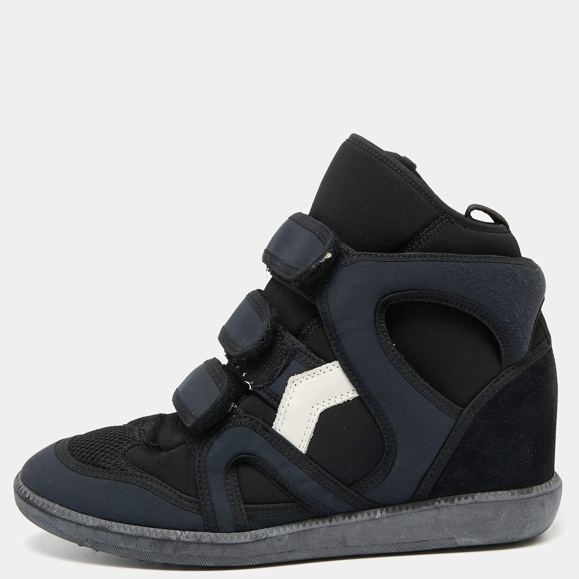 haalbaar verjaardag compact Isabel Marant Black/Navy Blue Suede And Nylon High Top Wedge Sneakers Size  38 Isabel Marant | TLC