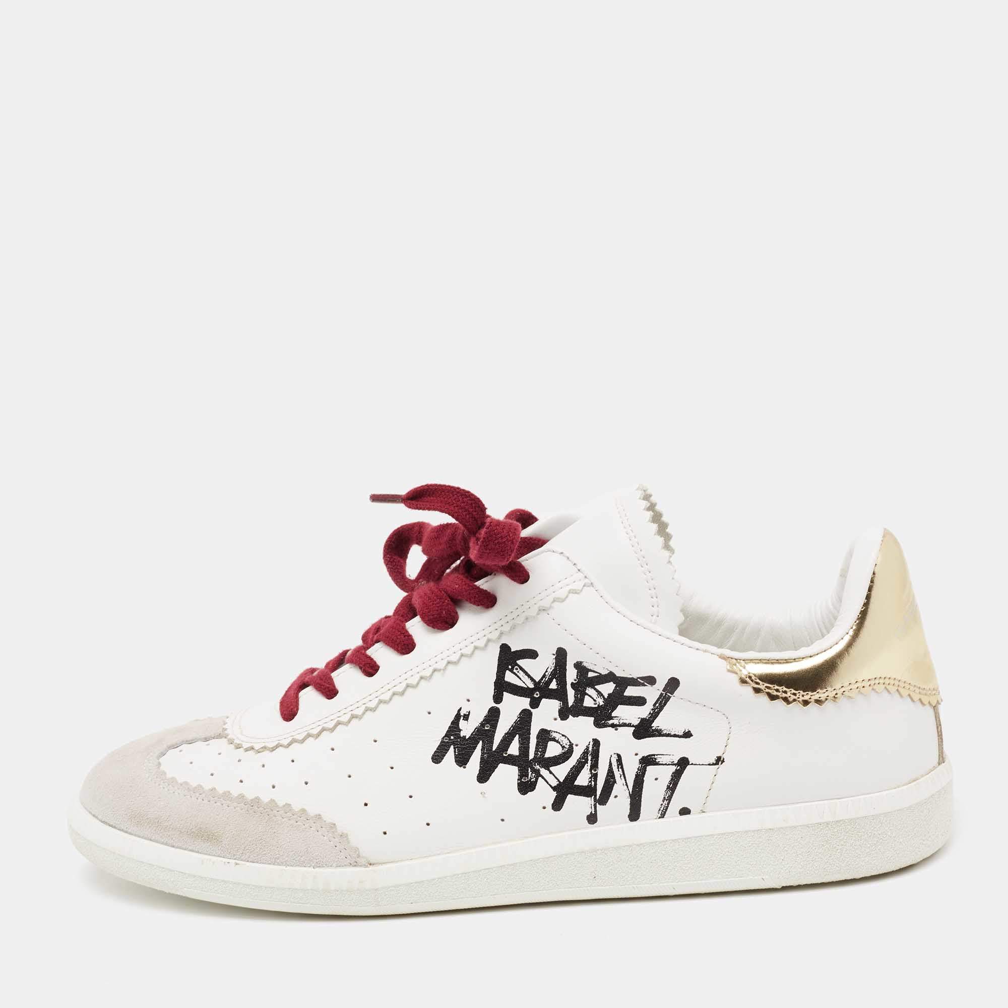 Isabel Marant Tri-Color Perforated Leather and Suede Printed