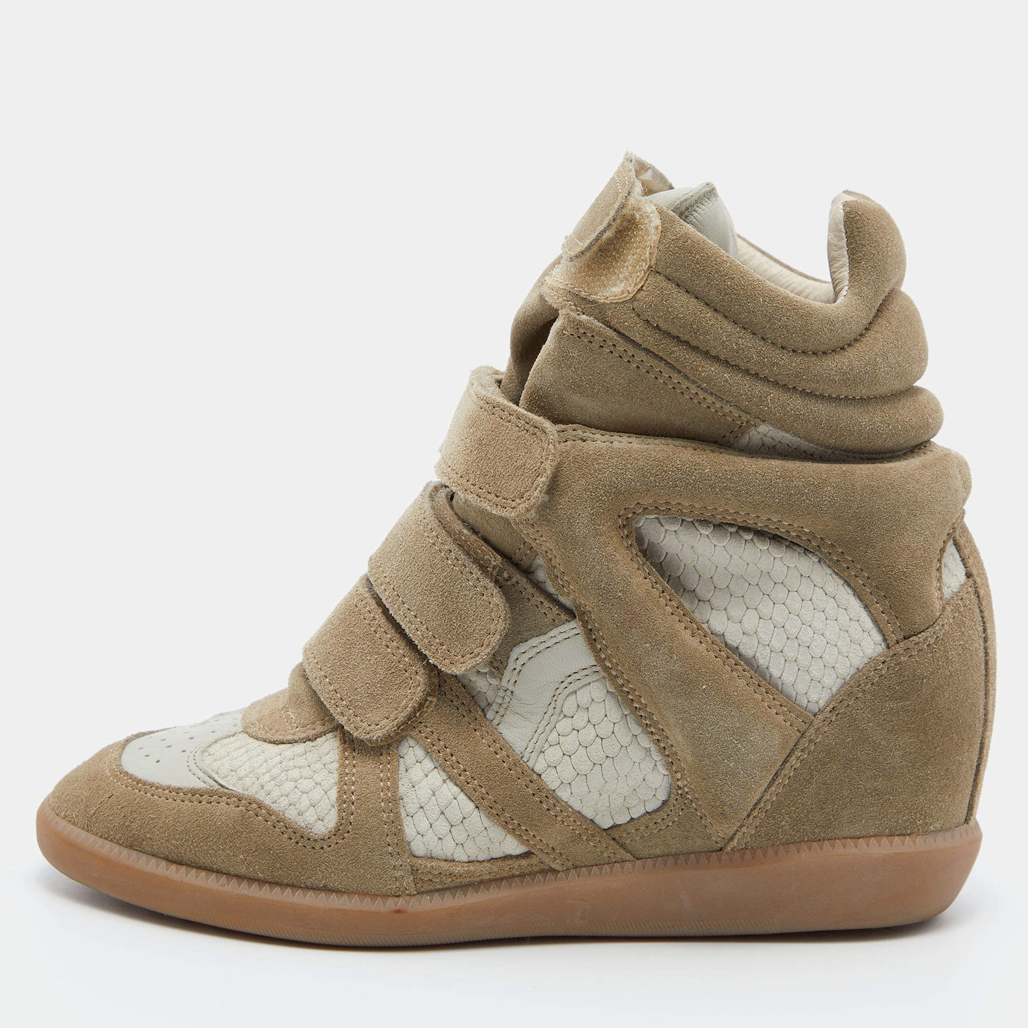 Isabel Marant Beige Leather and Suede Wedge Sneakers 37 Isabel Marant |