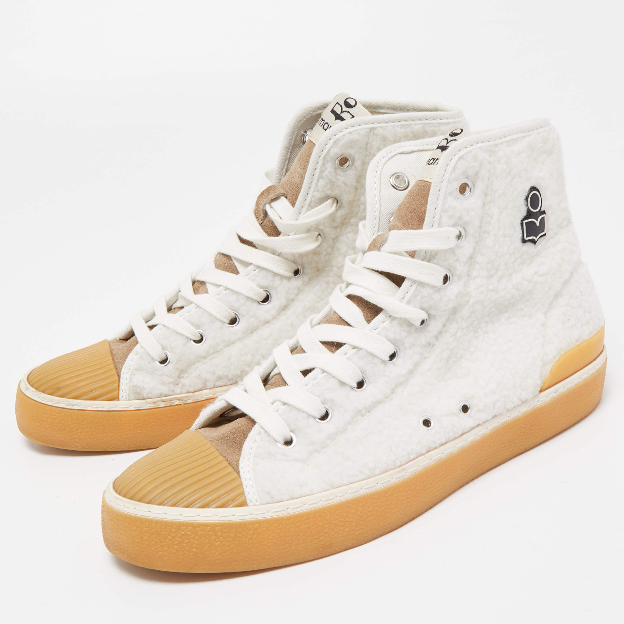 Isabel Marant White/Beige Wool and Suede High Top Sneakers Size Isabel Marant | TLC