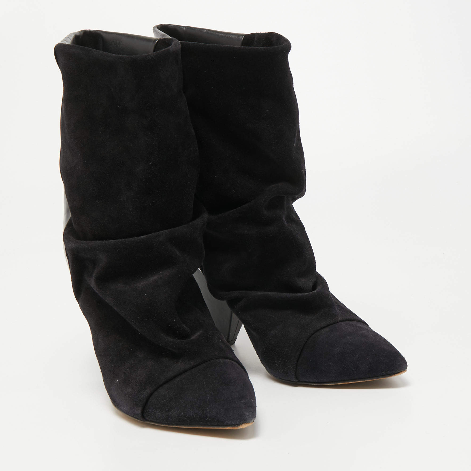 Discount Isabel Marant Andrew black suede and leather pointed toe ankle boots