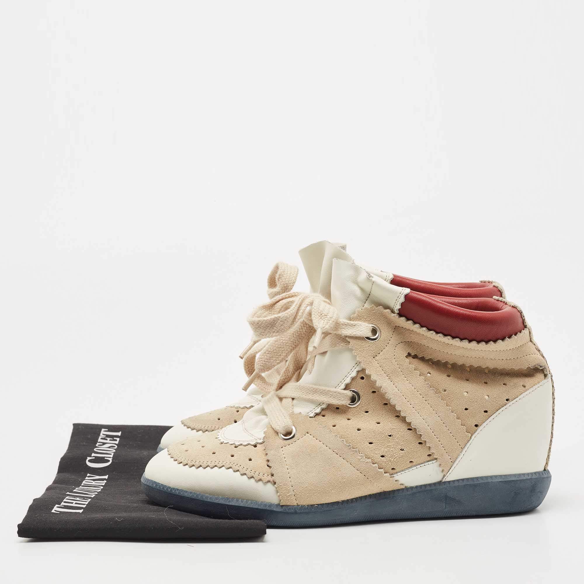 Isabel Marant Tricolor Leather and Suede Wedge Sneakers Size 40 Isabel Marant |