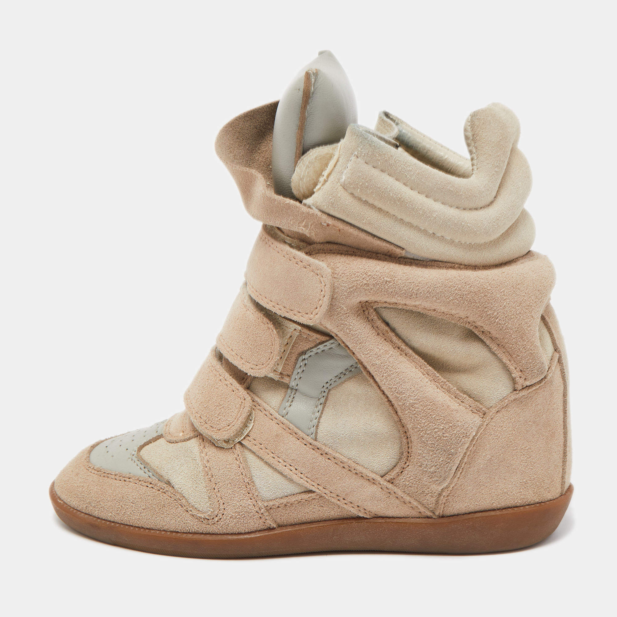 Isabel Marant Tricolor Suede and Leather Bekett Wedge Sneakers Size 37