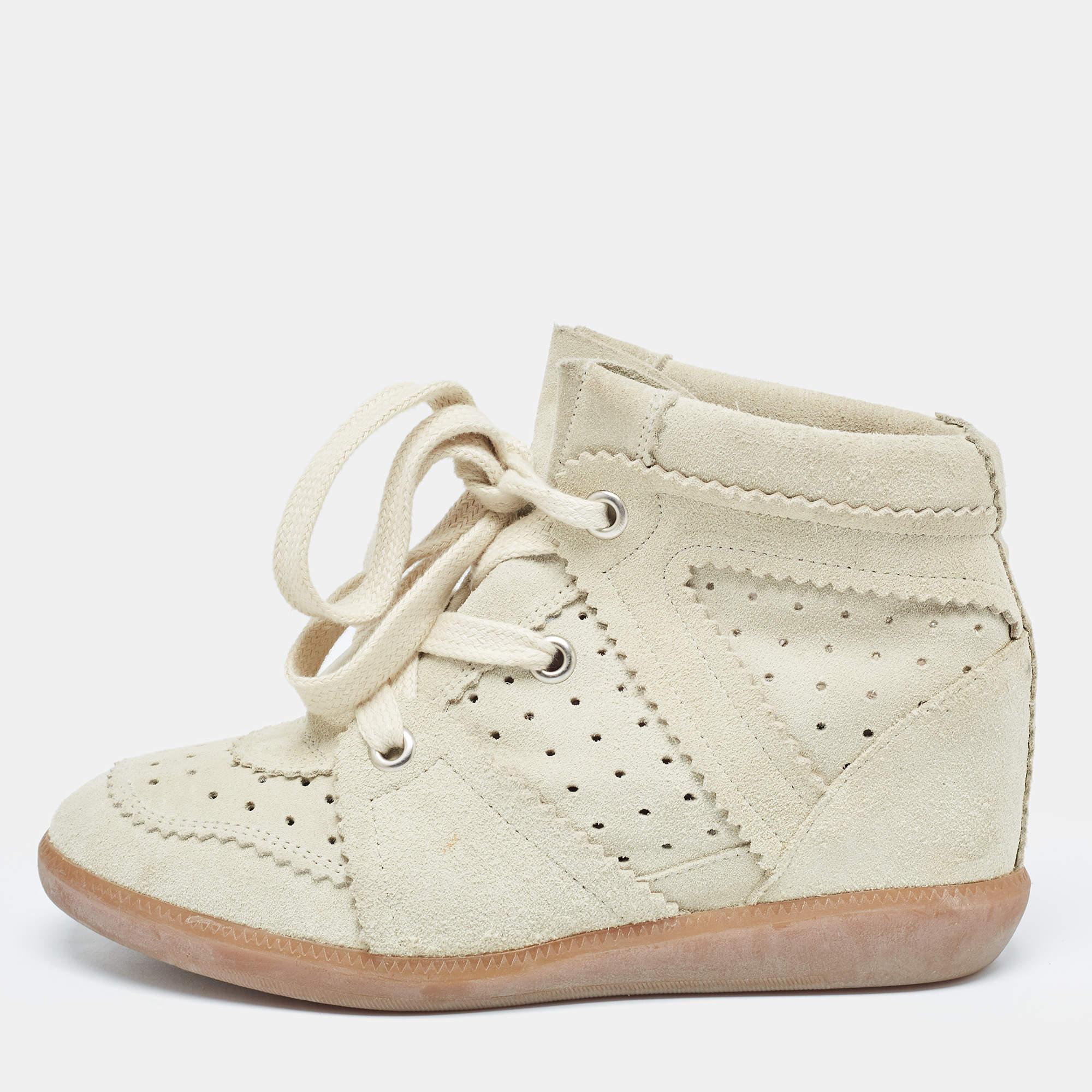 Isabel Marant Grey Suede Bobby Wedge Sneakers Size 38