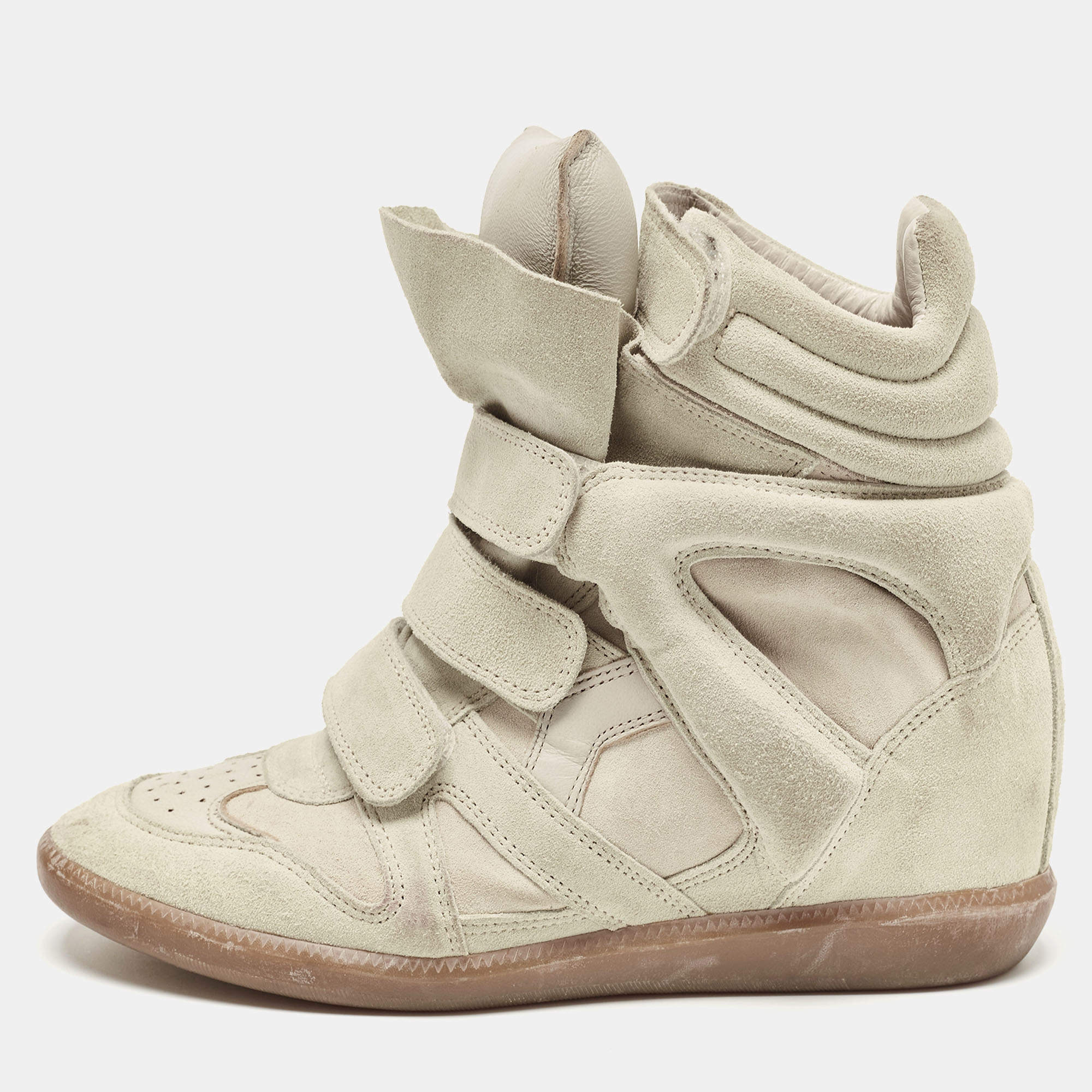 Pre Owned Isabel Marant Grey Suede Beckett Wedge Sneakers Size 39