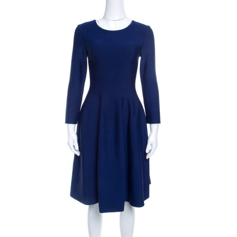 Issa Navy Blue Knit Eddington Fit and Flare Dress M