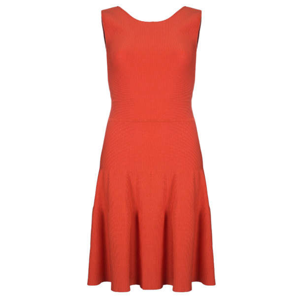 Pre Owned Issa London Blood Orange Ribbed Stretch-Knit Dress S