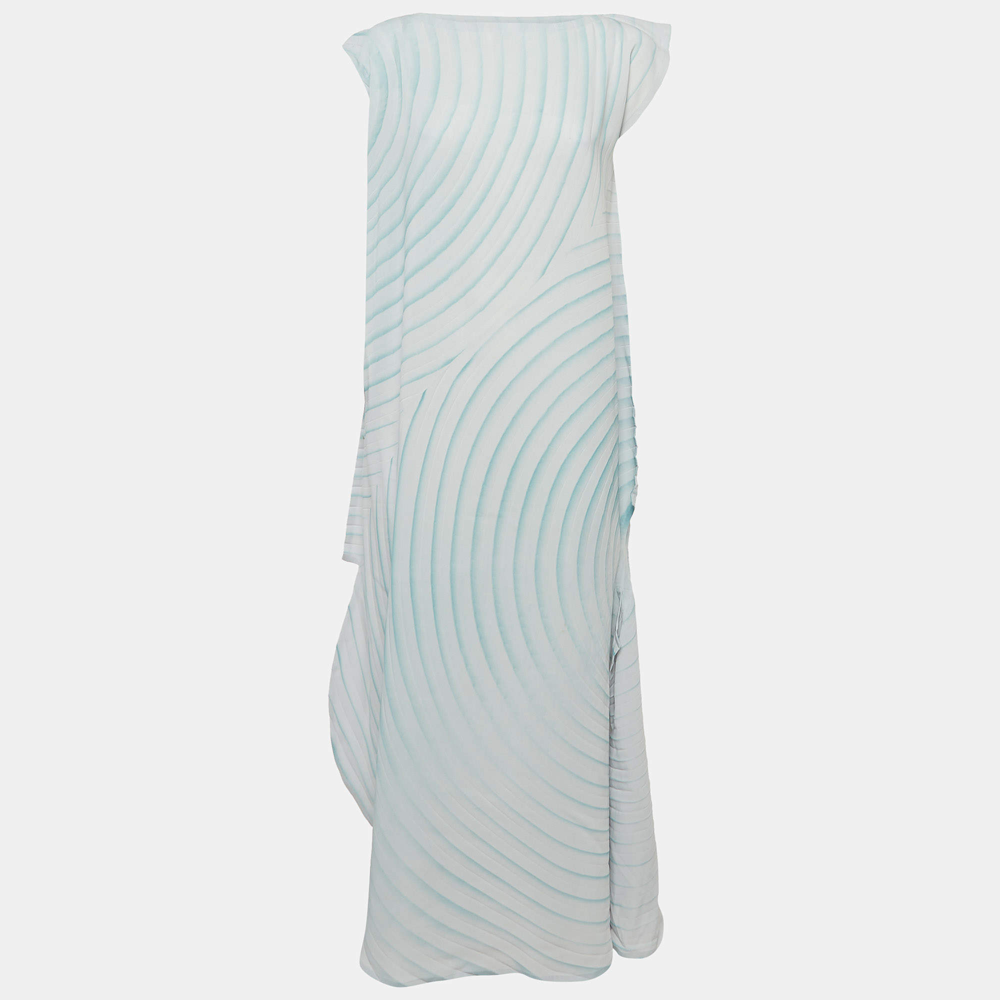 Pre Owned Issey Miyake Light Purple Crepe Silence Pleats Asymmetric Midi Dress S