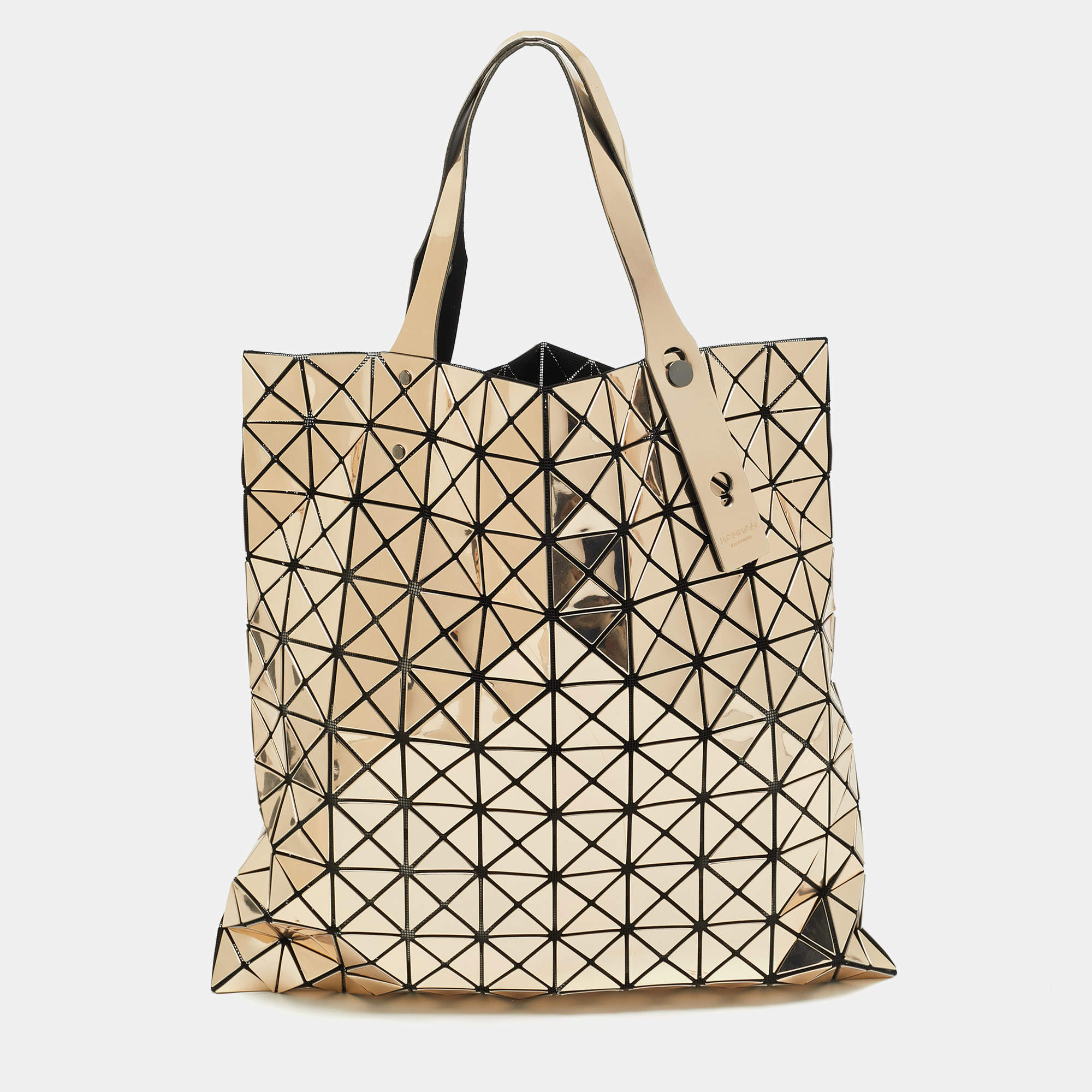 Pre Owned Issey Miyake Gold/Black PVC and Mesh Bao Bao Tote
