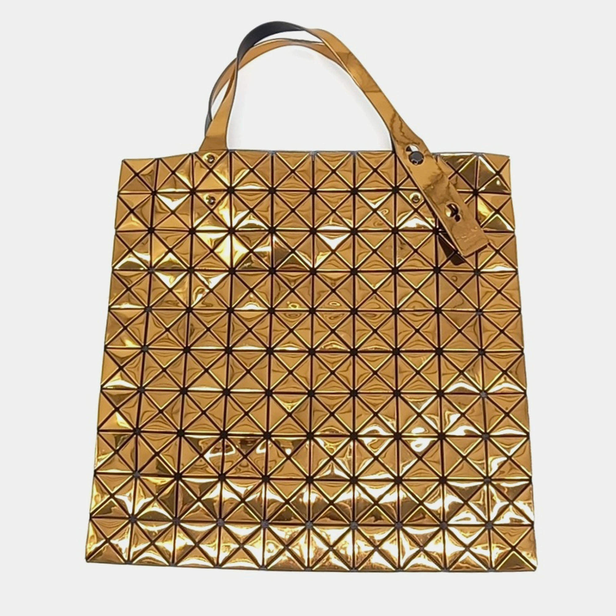 Pre Owned Issey Miyake Gold Mesh and PVC Bao Bao tote bag