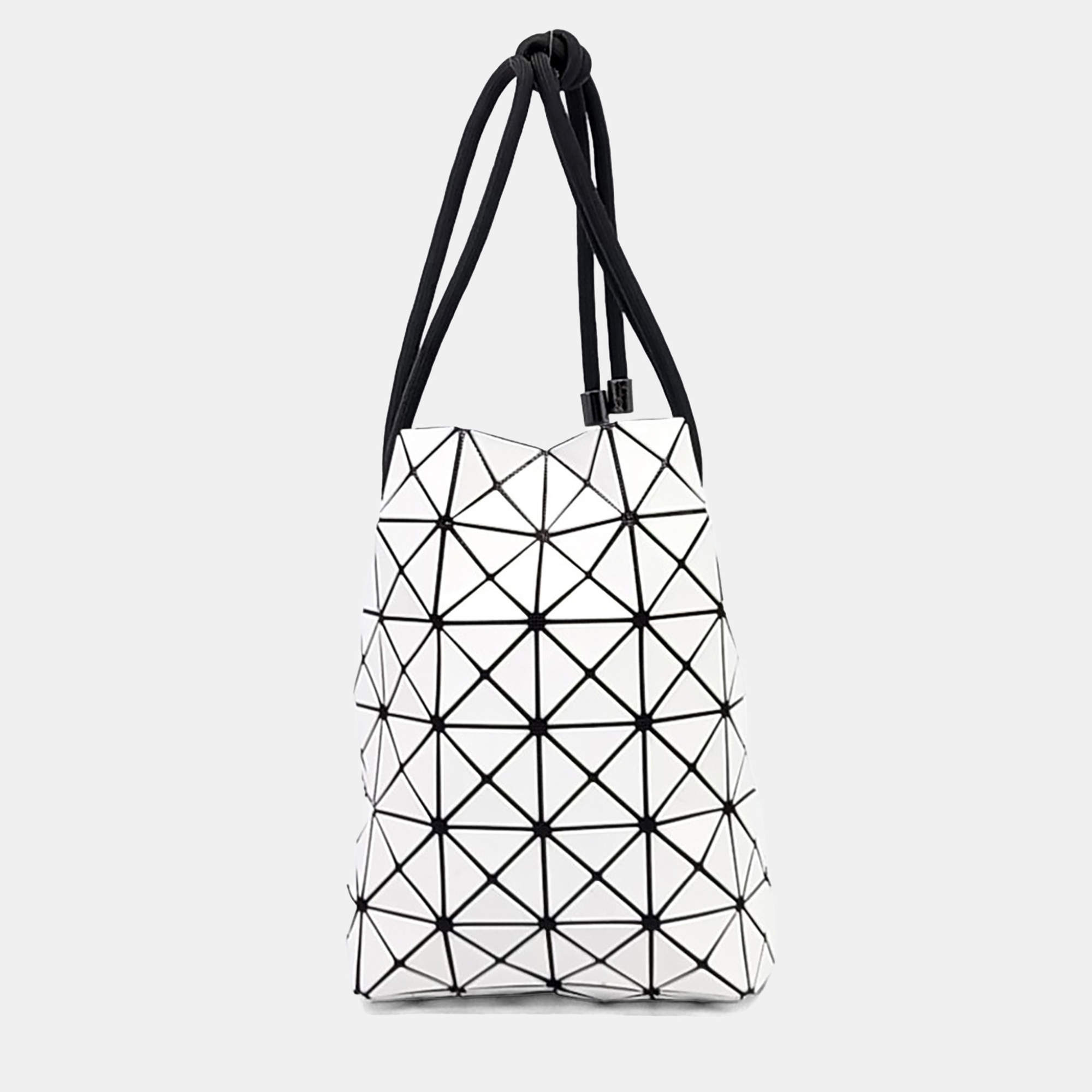 Pre Owned Issey Miyake Black White Leather Bao Bao Bucket Bag