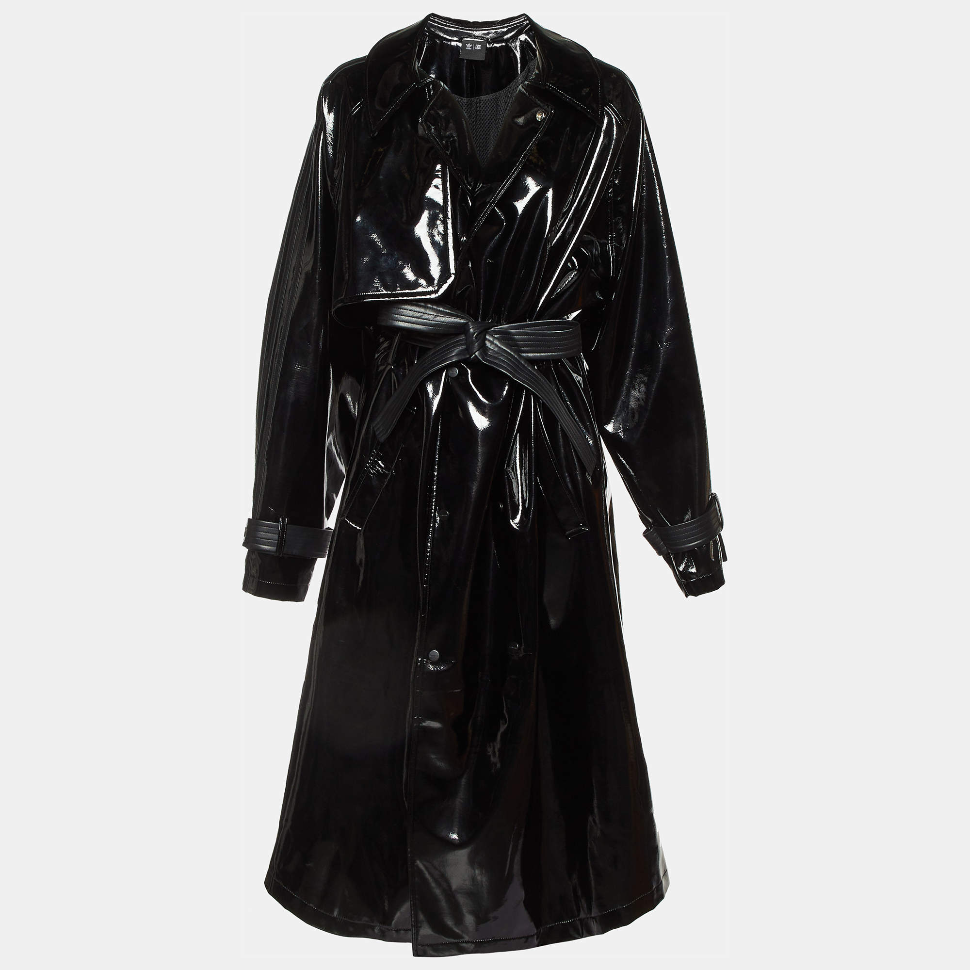 Ivy Park x Adidas Black Latex Trench Coat L