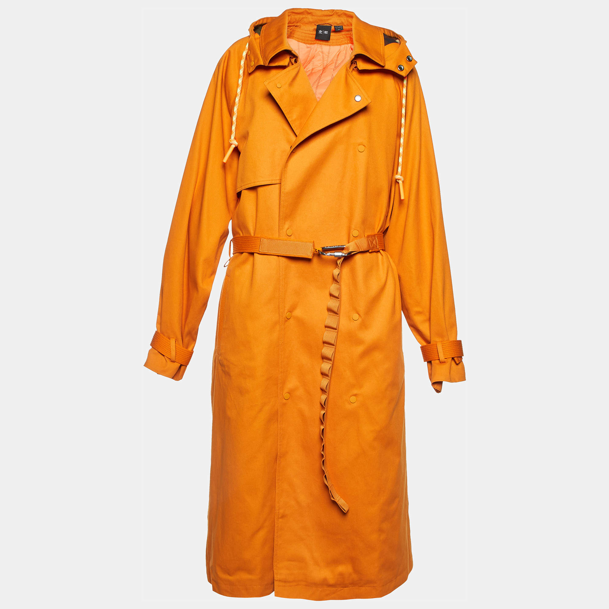Ivy Park x Adidas Orange Gabardine Hooded Trench Coat L