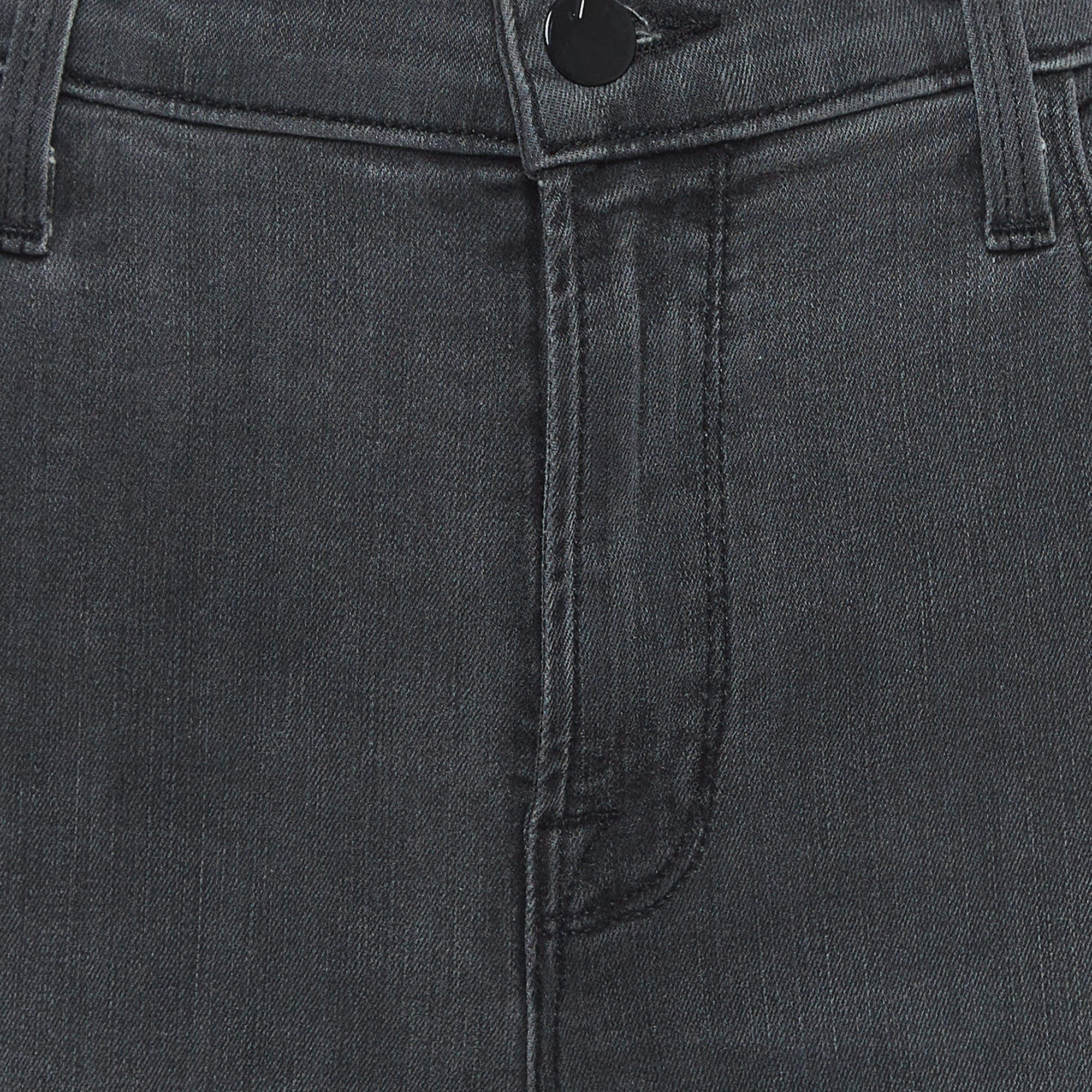 J Brand Grey Ripped Denim Distressed Hem Skinny Jeans M Waist 29