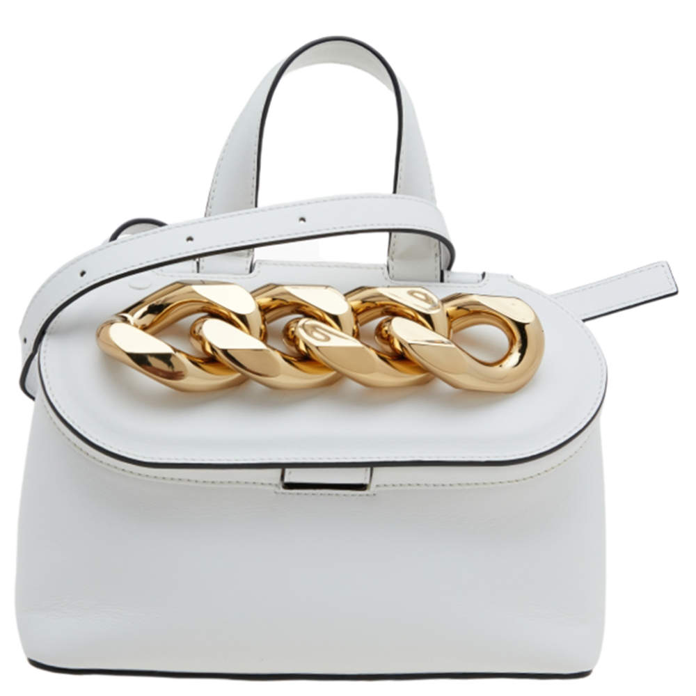 JW Anderson White Leather Rolo Chain Shoulder Bag
