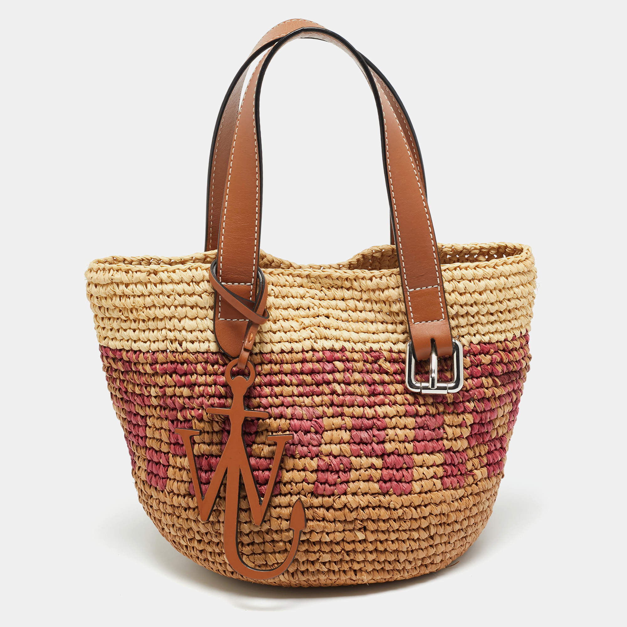 Pre Owned J.W.Anderson Belt Mini Multicolor Raffia Tote