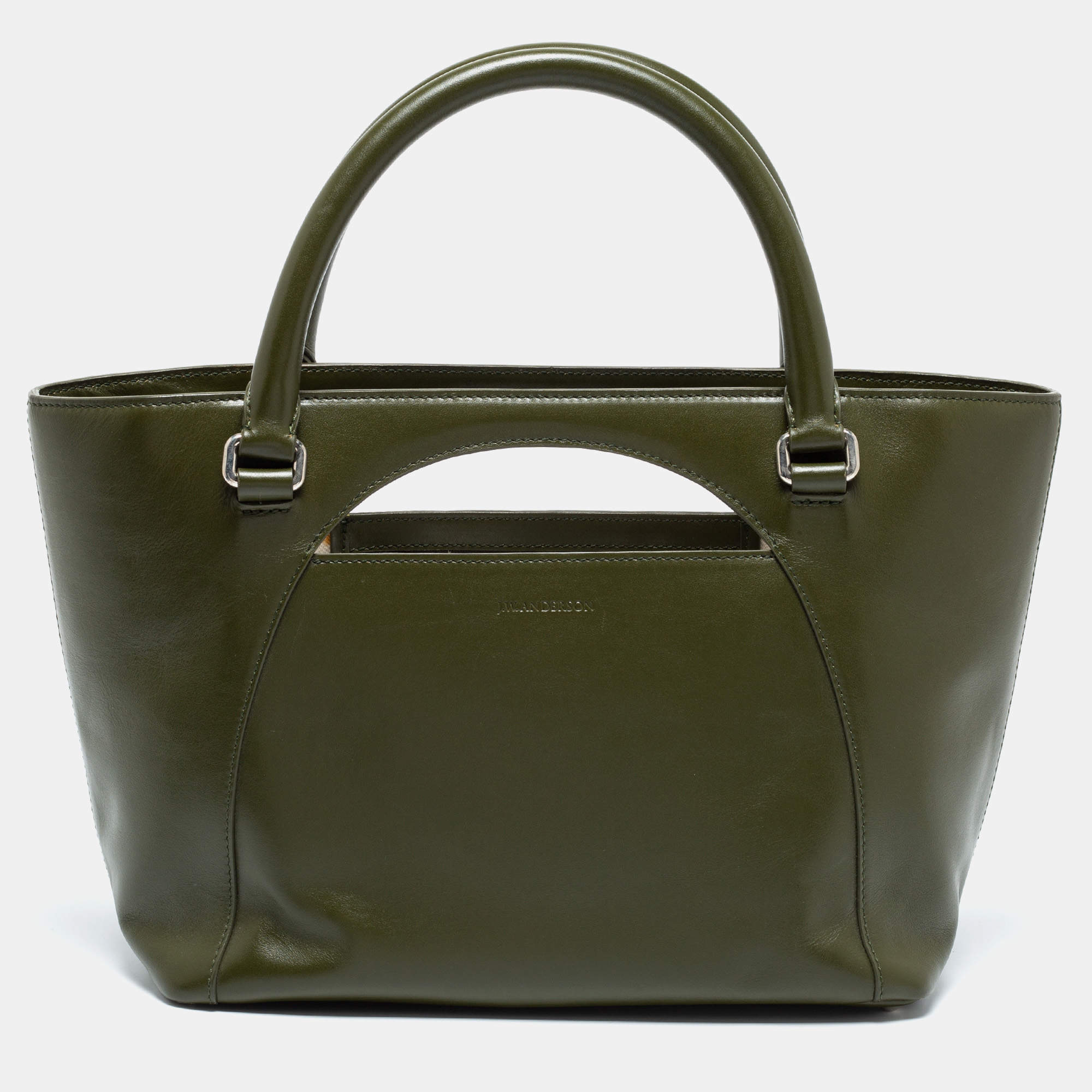 J.W Anderson Olive Leather Medium Moon Tote
