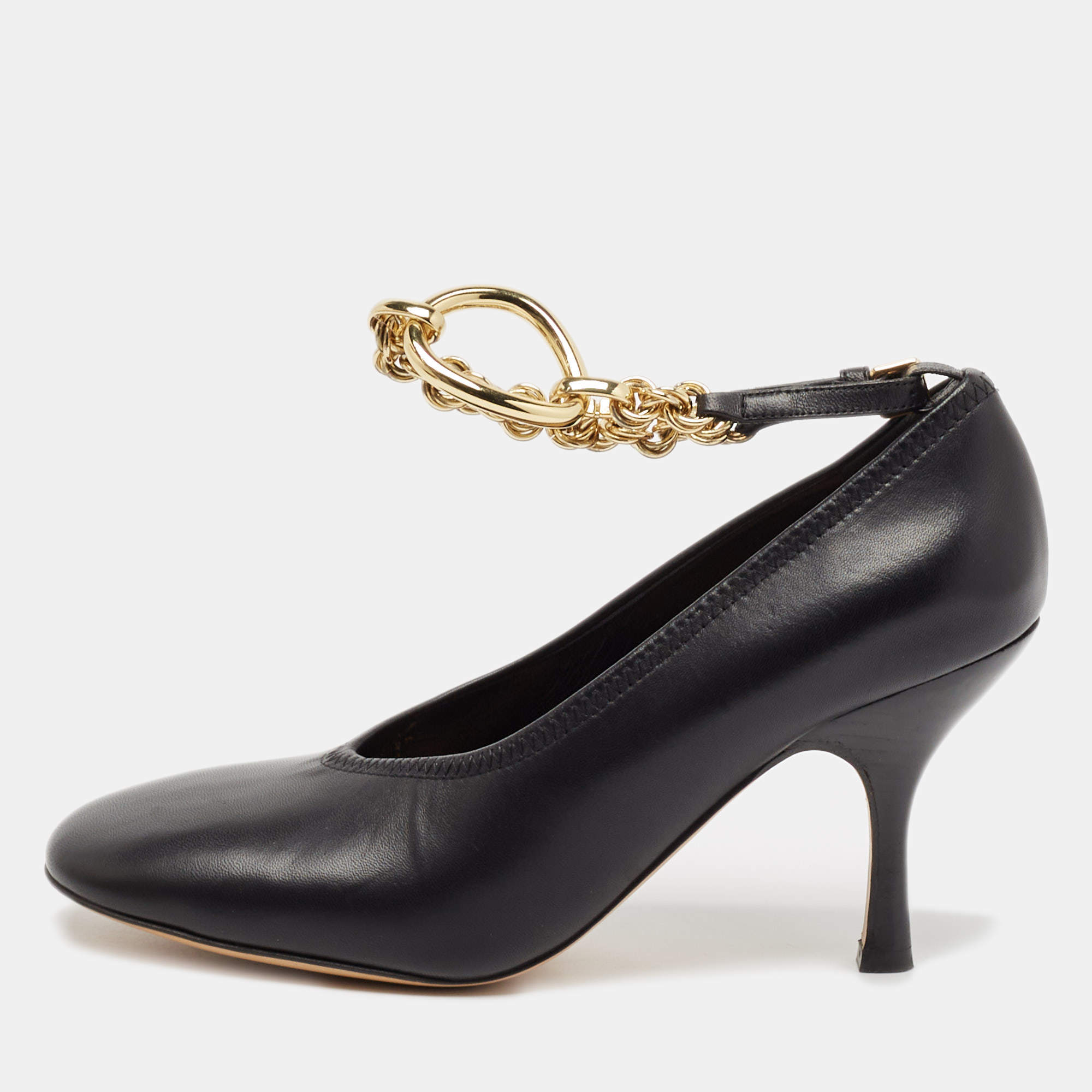J..W. Anderson Black Leather Chain Pumps Size 38.5 