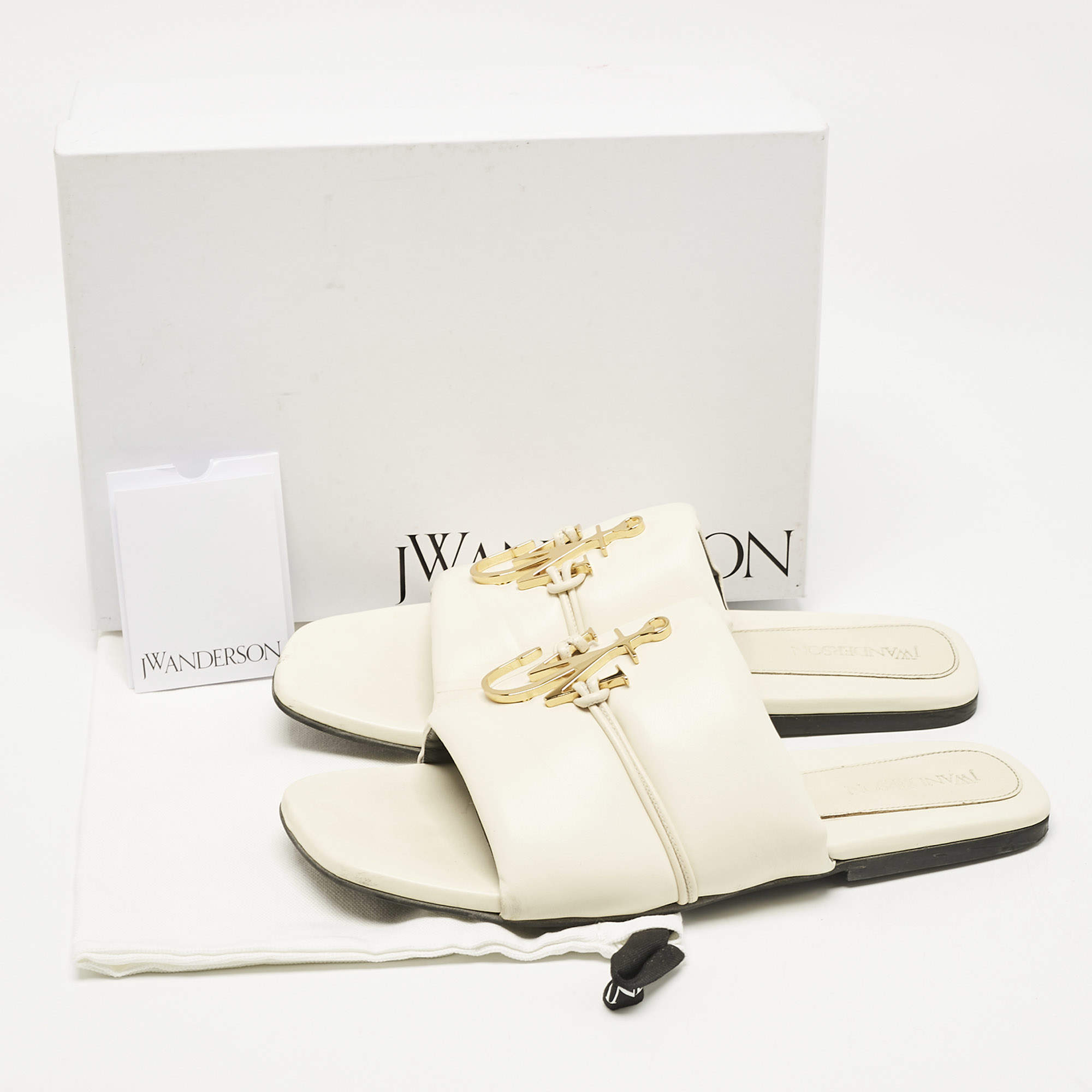 Pre Owned J.W.Anderson Cream Leather Slide Sandals Size 41
