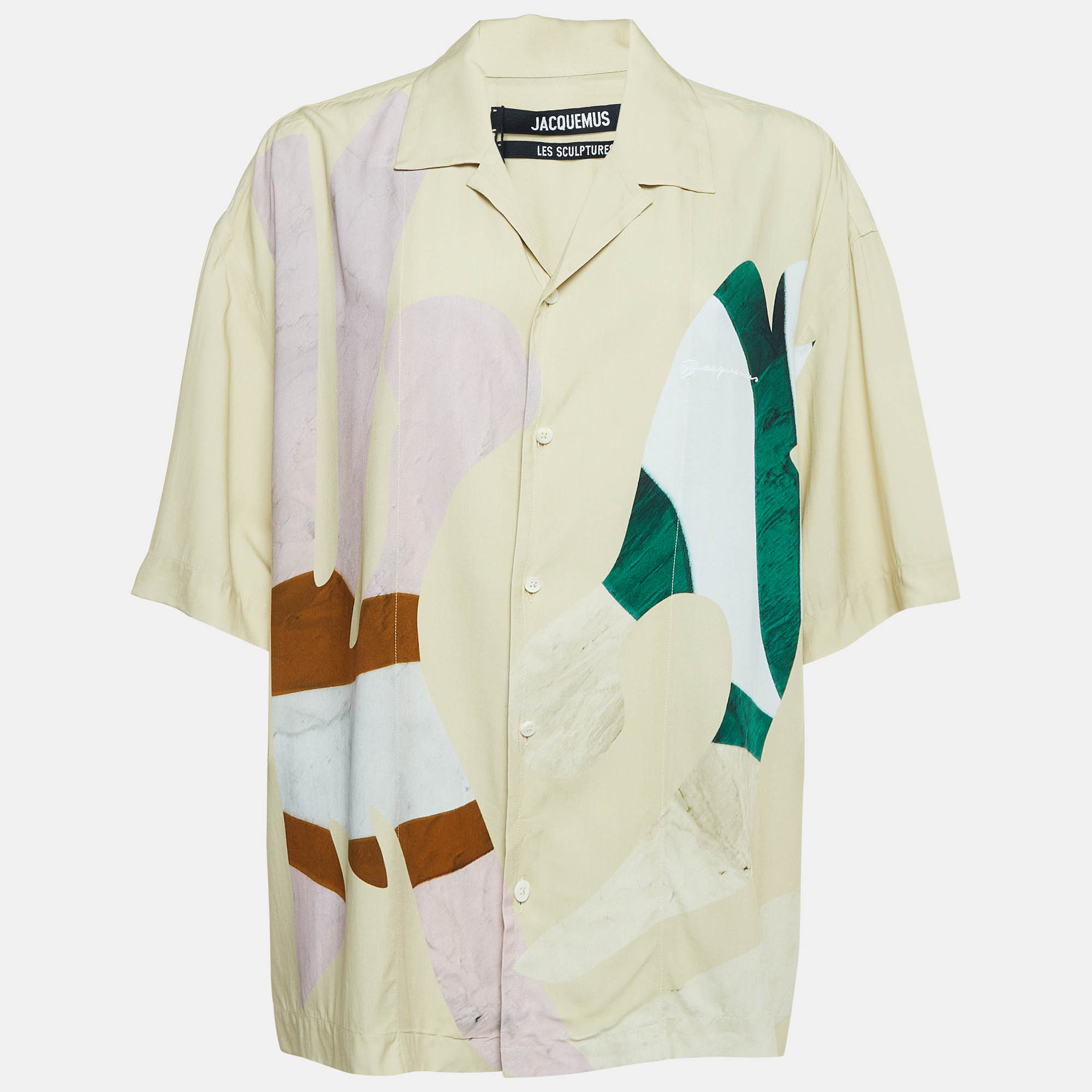 Jacquemus Beige Printed Crepe La Chemise Jean Shirt XXL