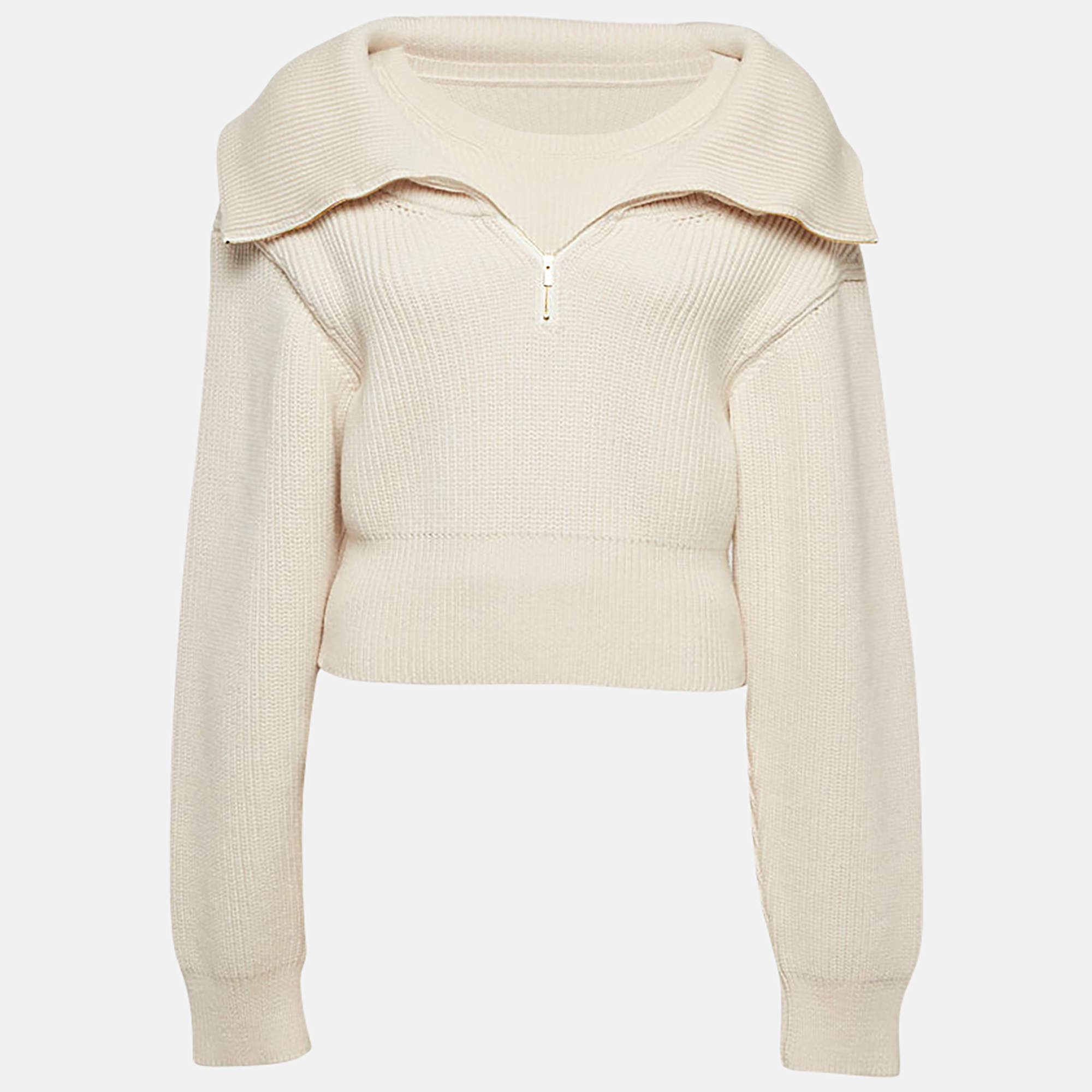 Jacquemus Light Beige Wool Knit Double Layered Sweater L